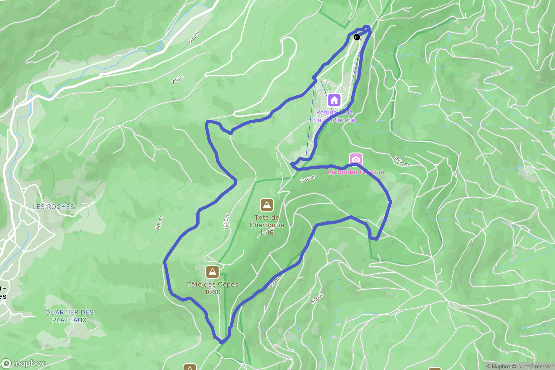 Plancher-les-Mines : carte du parcours de randonnée - France