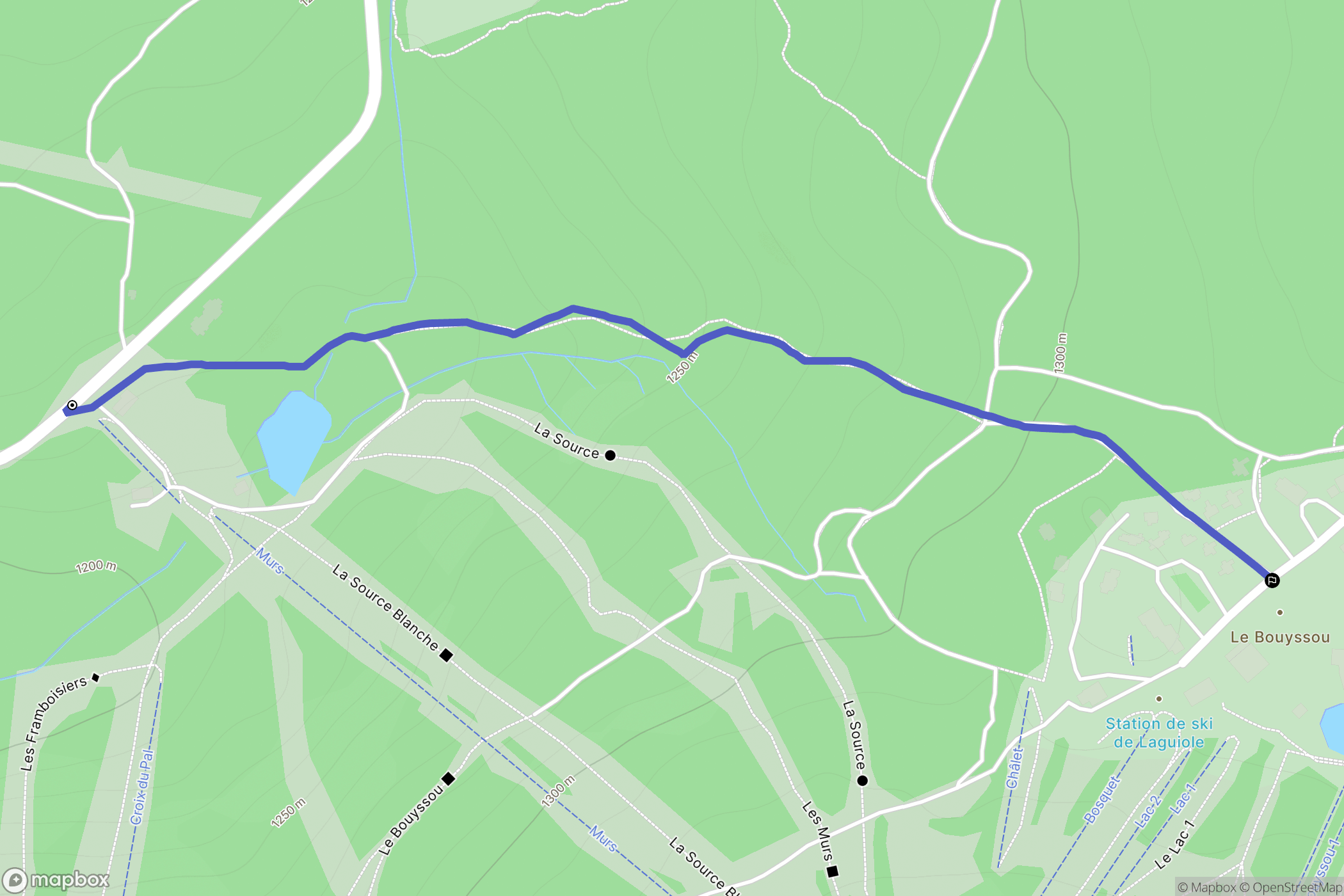 Laguiole : carte du parcours de randonnée - France