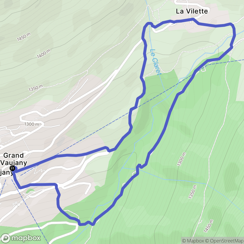 Vaujany : carte du parcours de randonnée - France