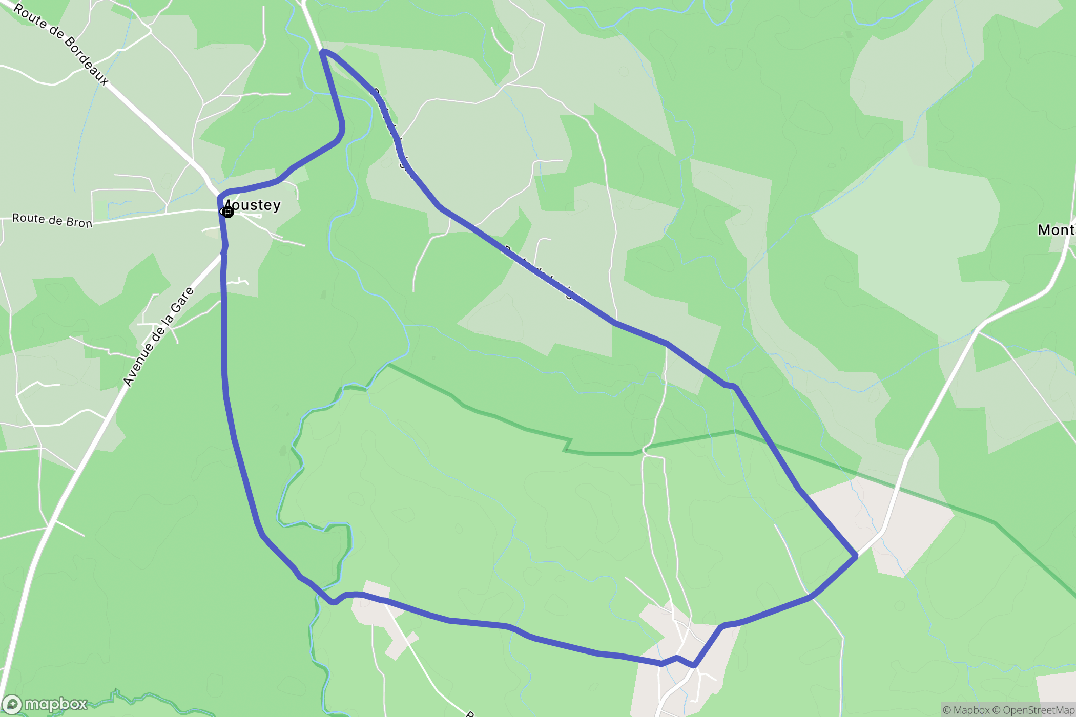 Moustey : carte du parcours de randonnée - France