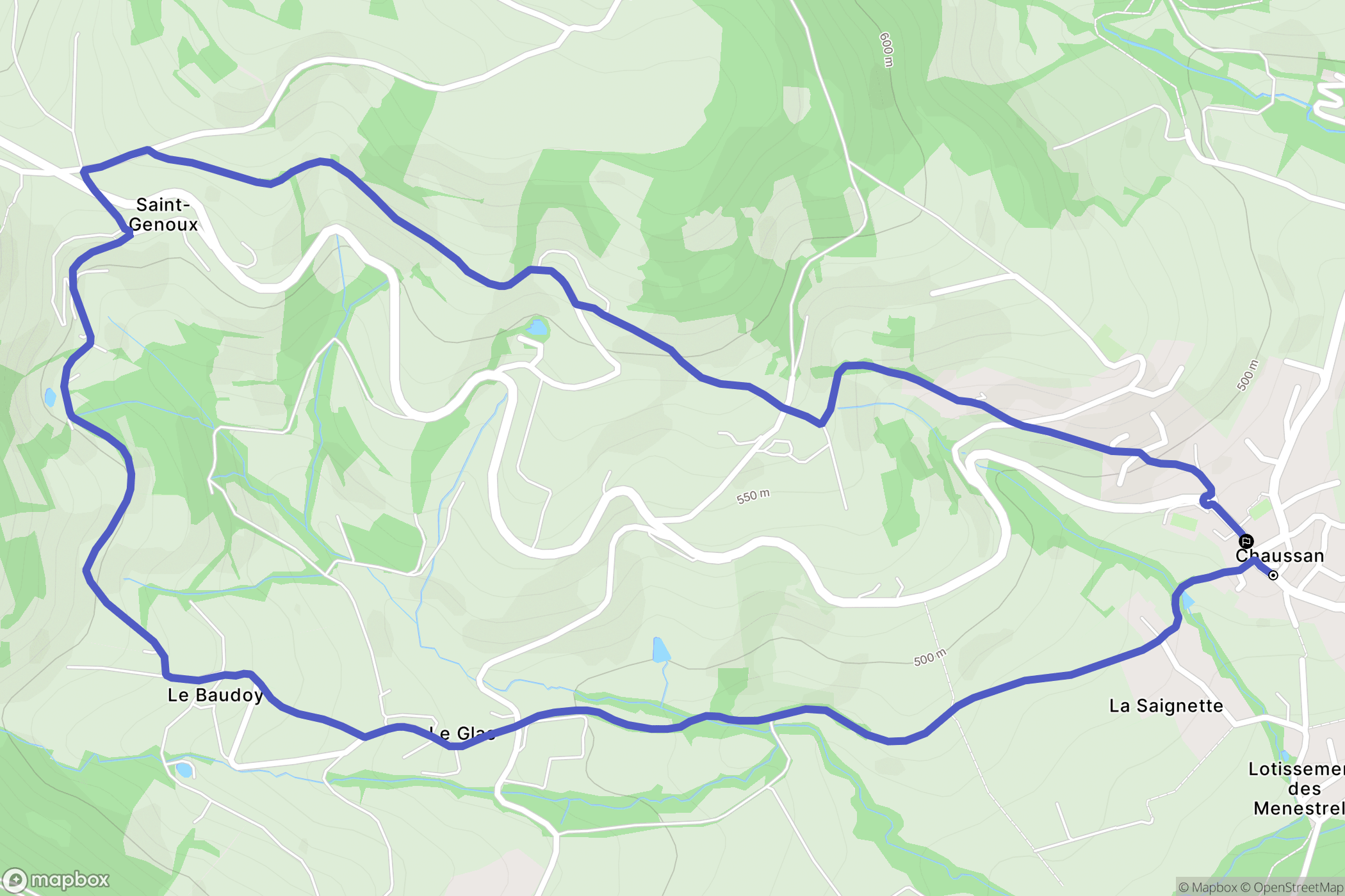 Chaussan : carte du parcours de randonnée - France