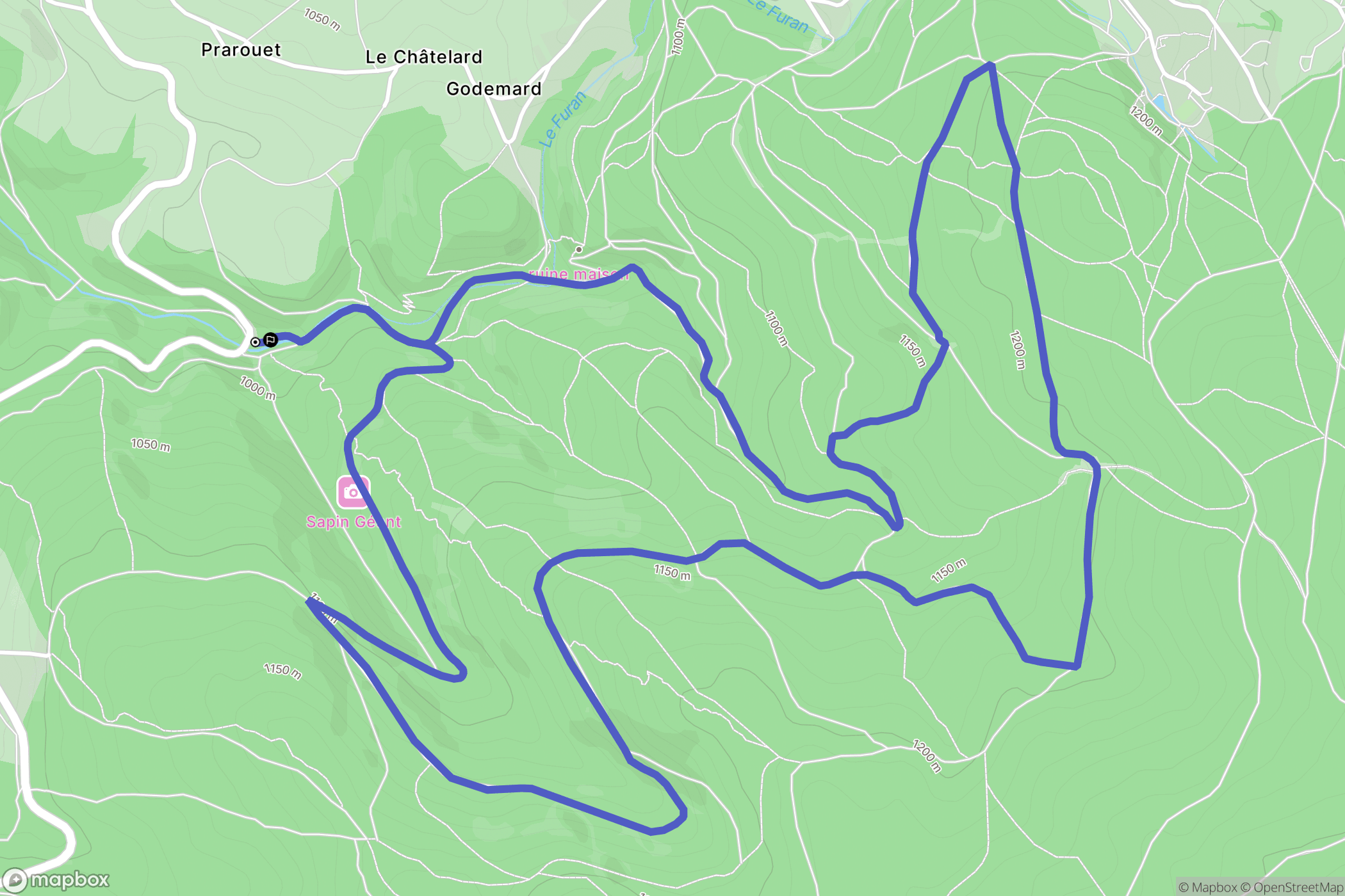 Tarentaise : carte du parcours de randonnée - France
