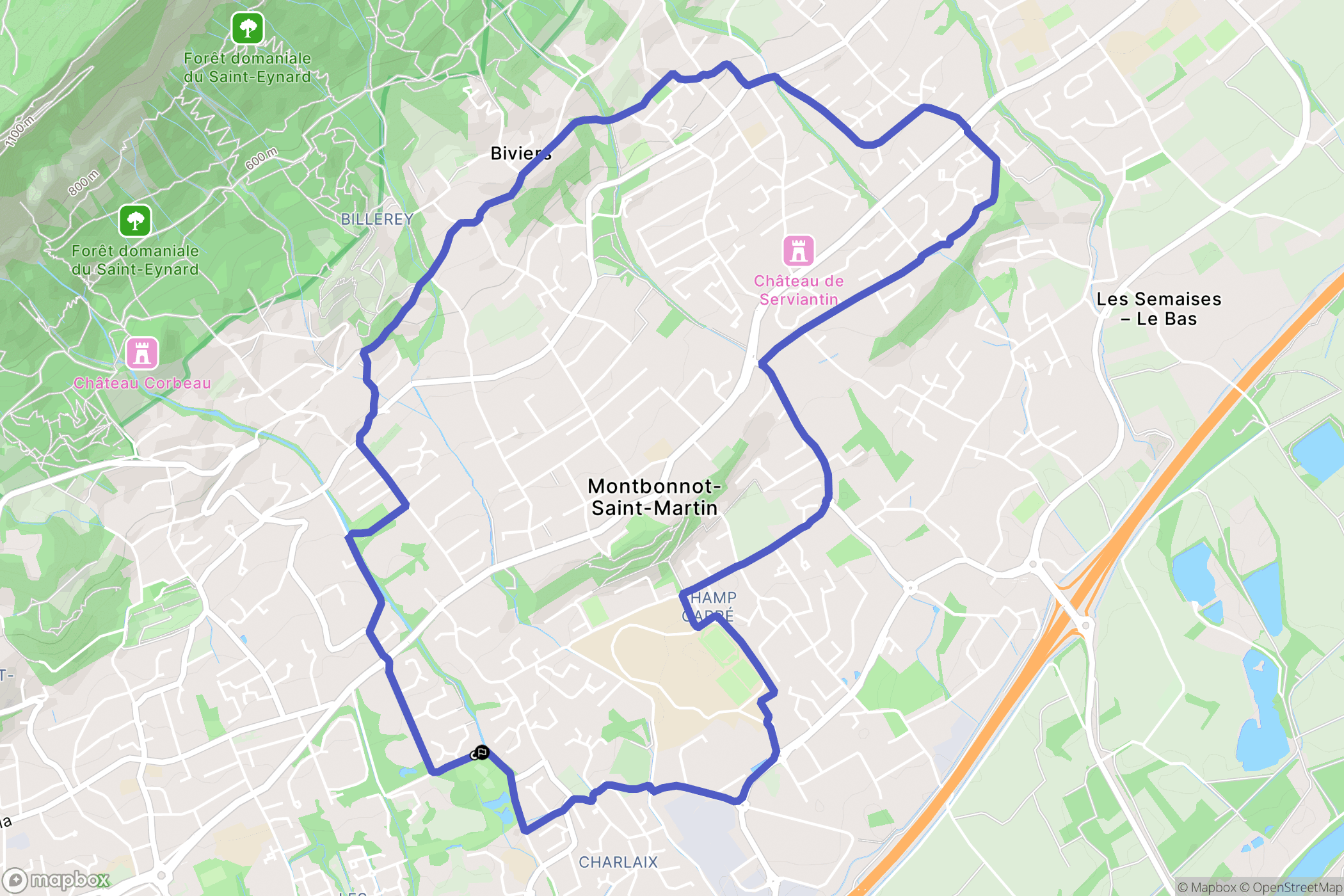 Meylan : carte du parcours de randonnée - France