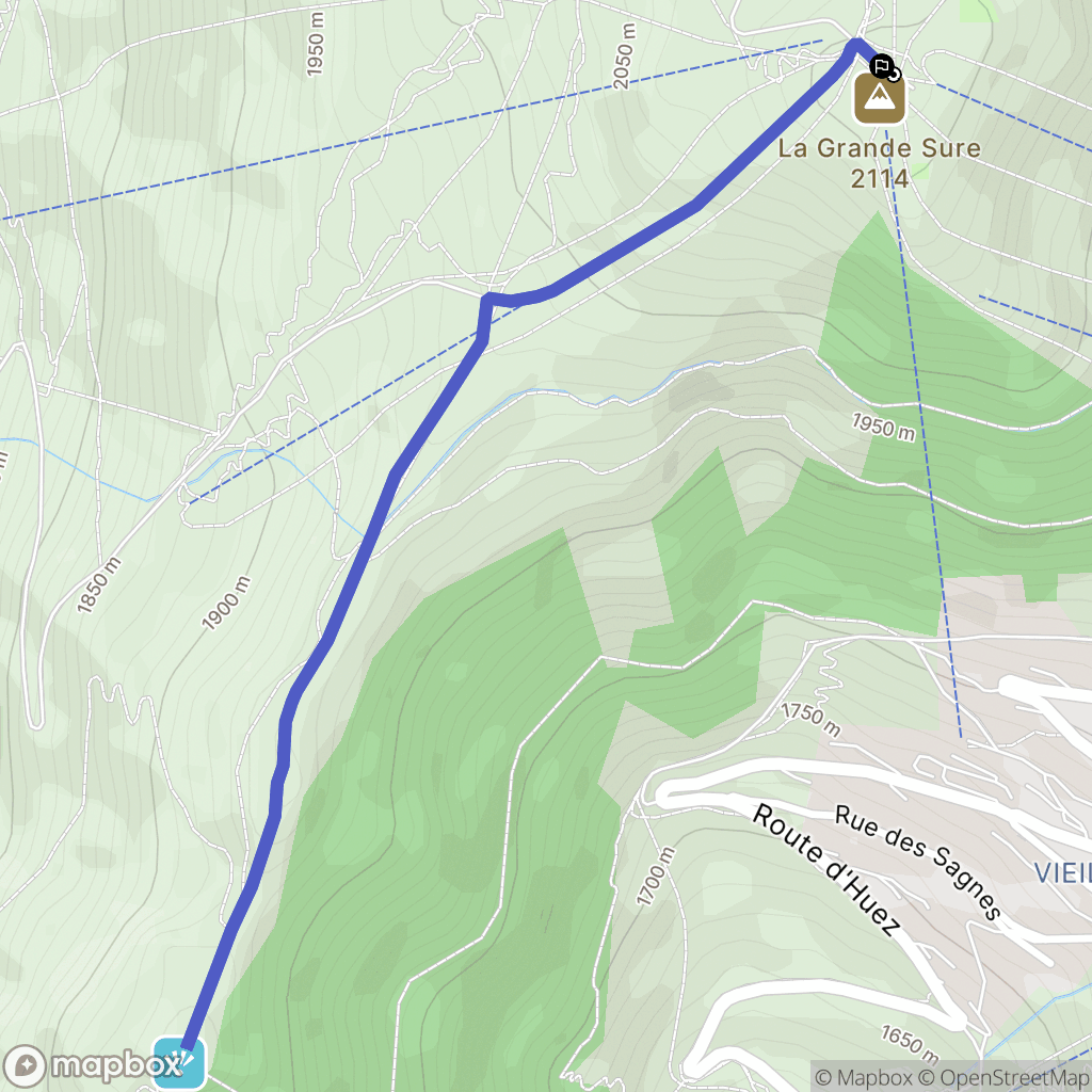 Huez : carte du parcours de randonnée - France