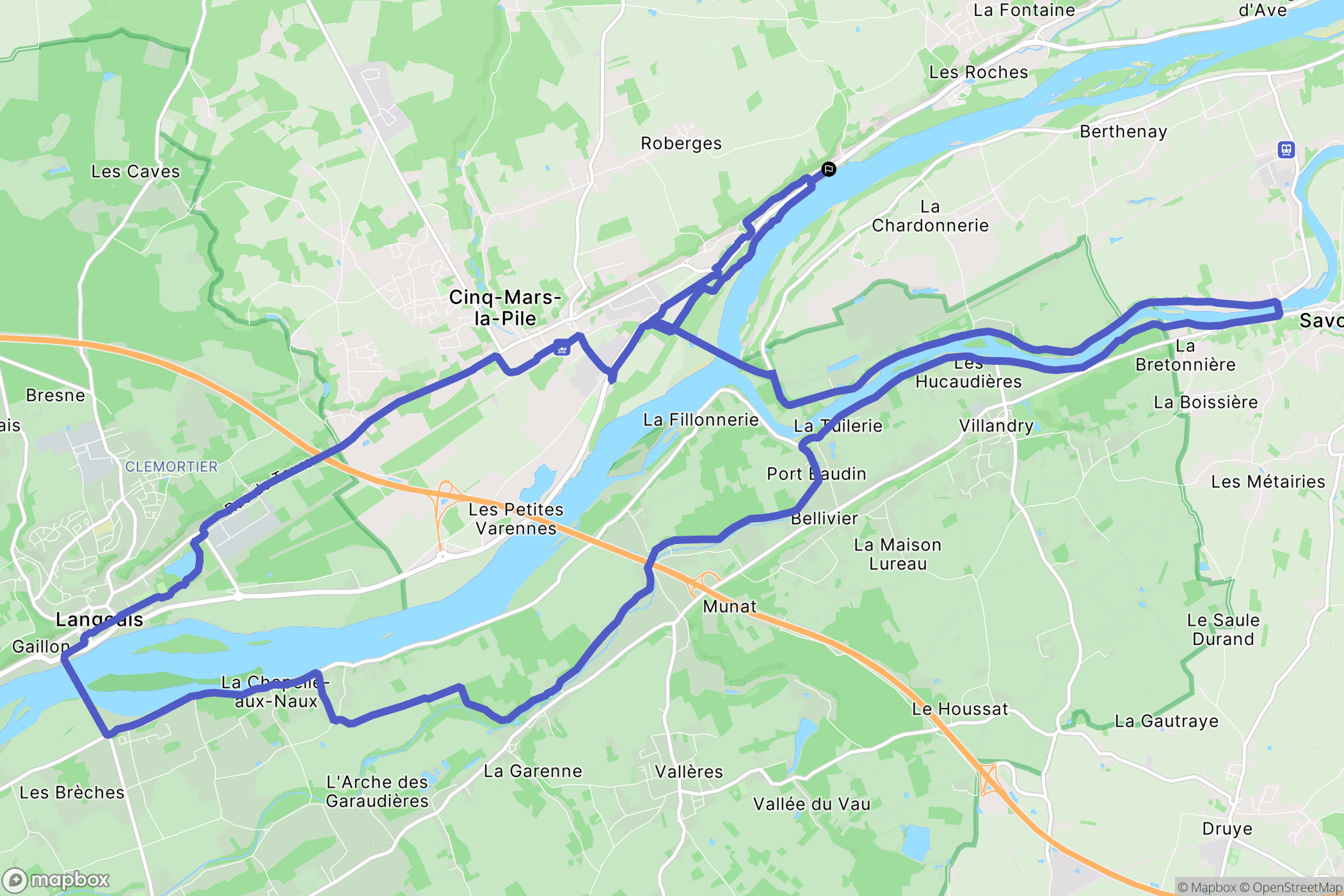 Cinq-Mars-la-Pile : carte du parcours de randonnée - France