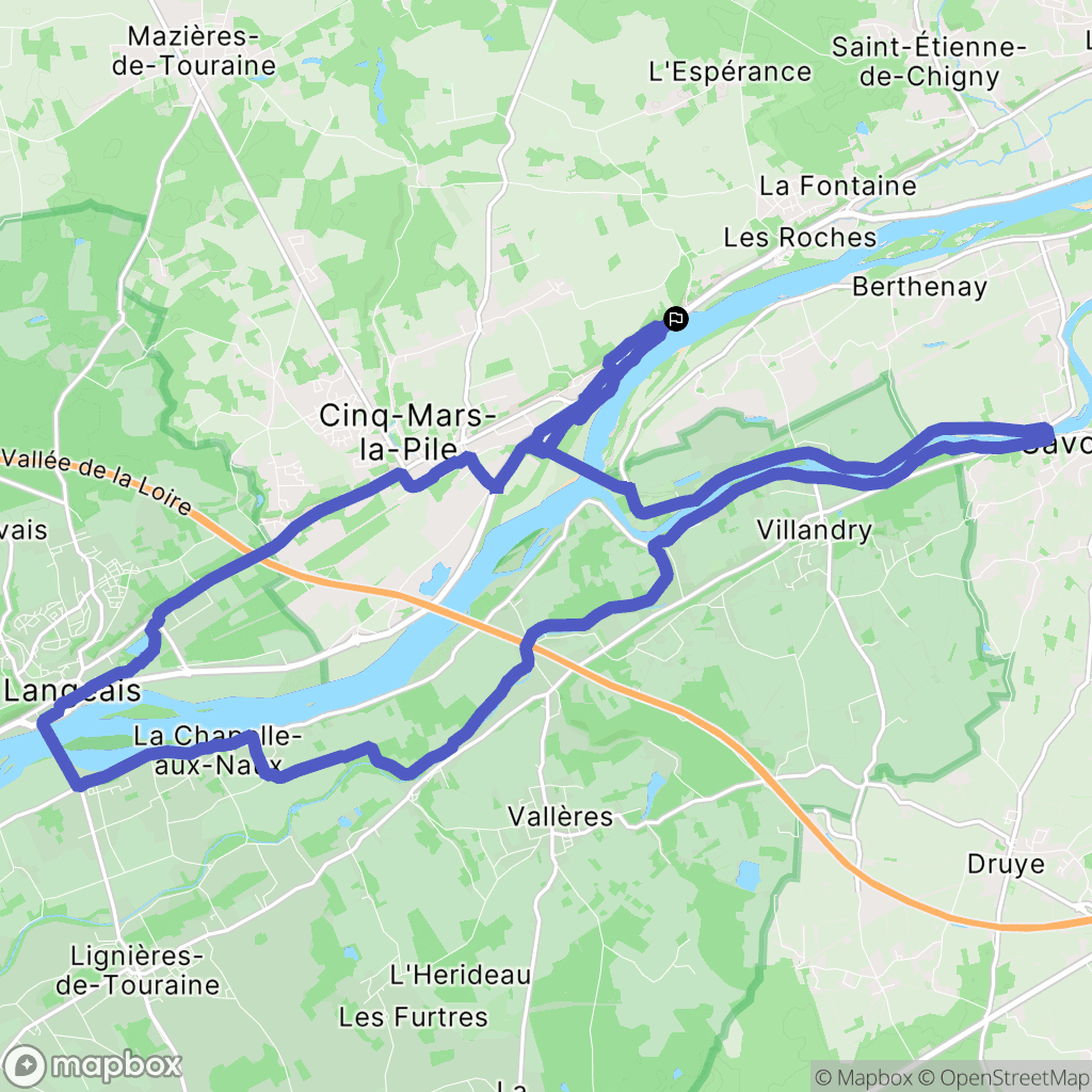 Cinq-Mars-la-Pile : carte du parcours de randonnée - France