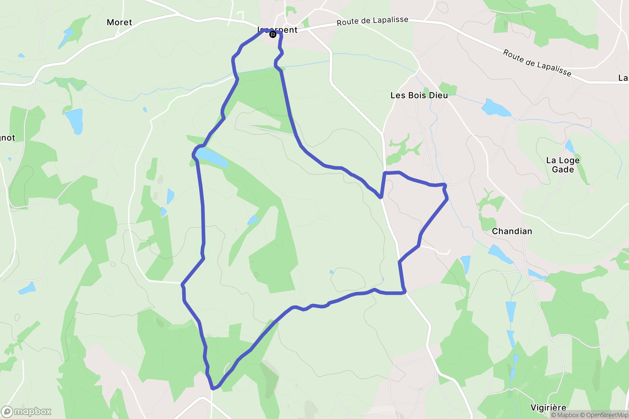 Isserpent : carte du parcours de randonnée - France
