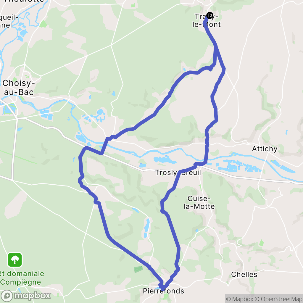 Tracy-le-Mont : carte du parcours de randonnée - France