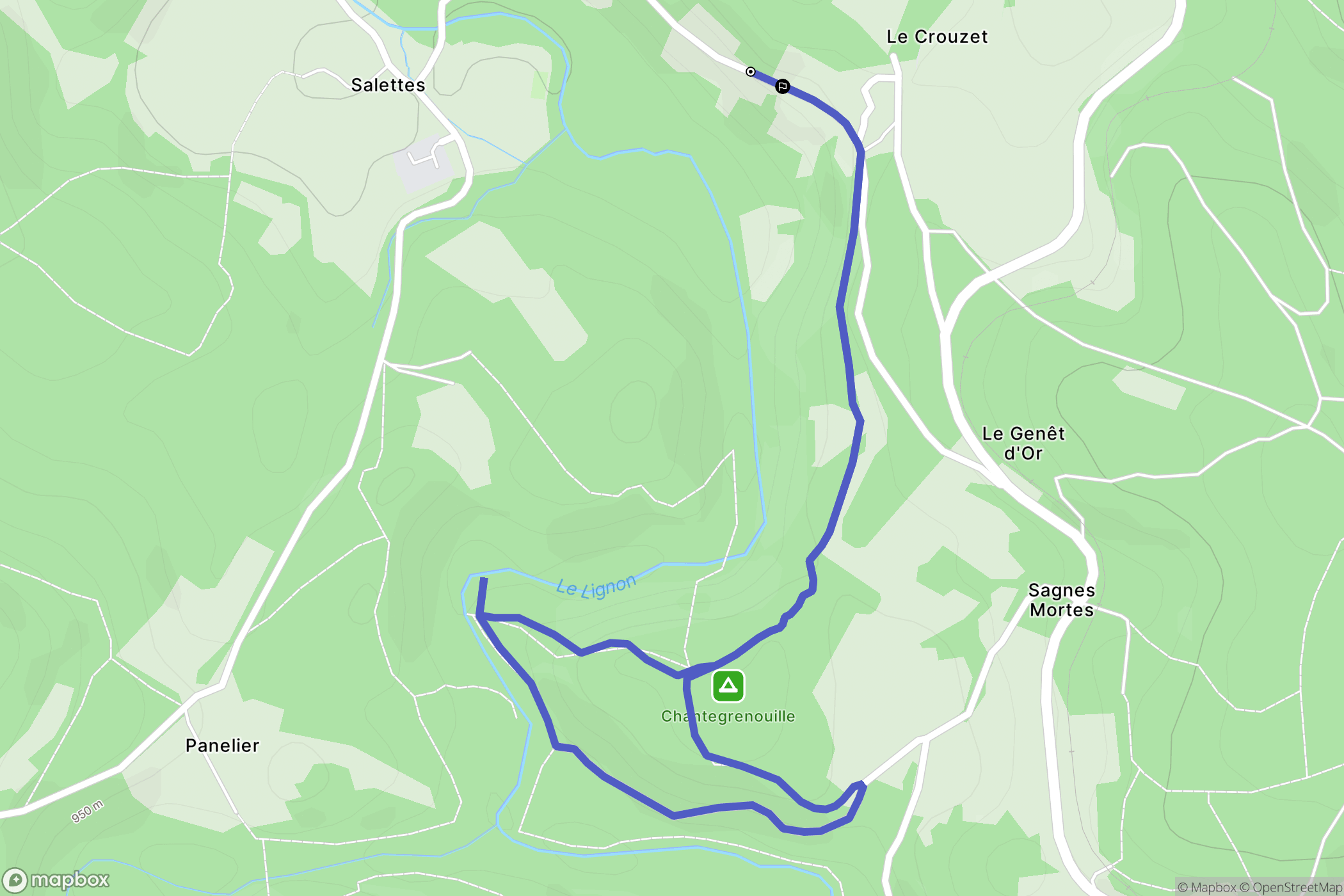 Le Crouzet, Chambon-Sur-Lignon : carte du parcours de randonnée - France