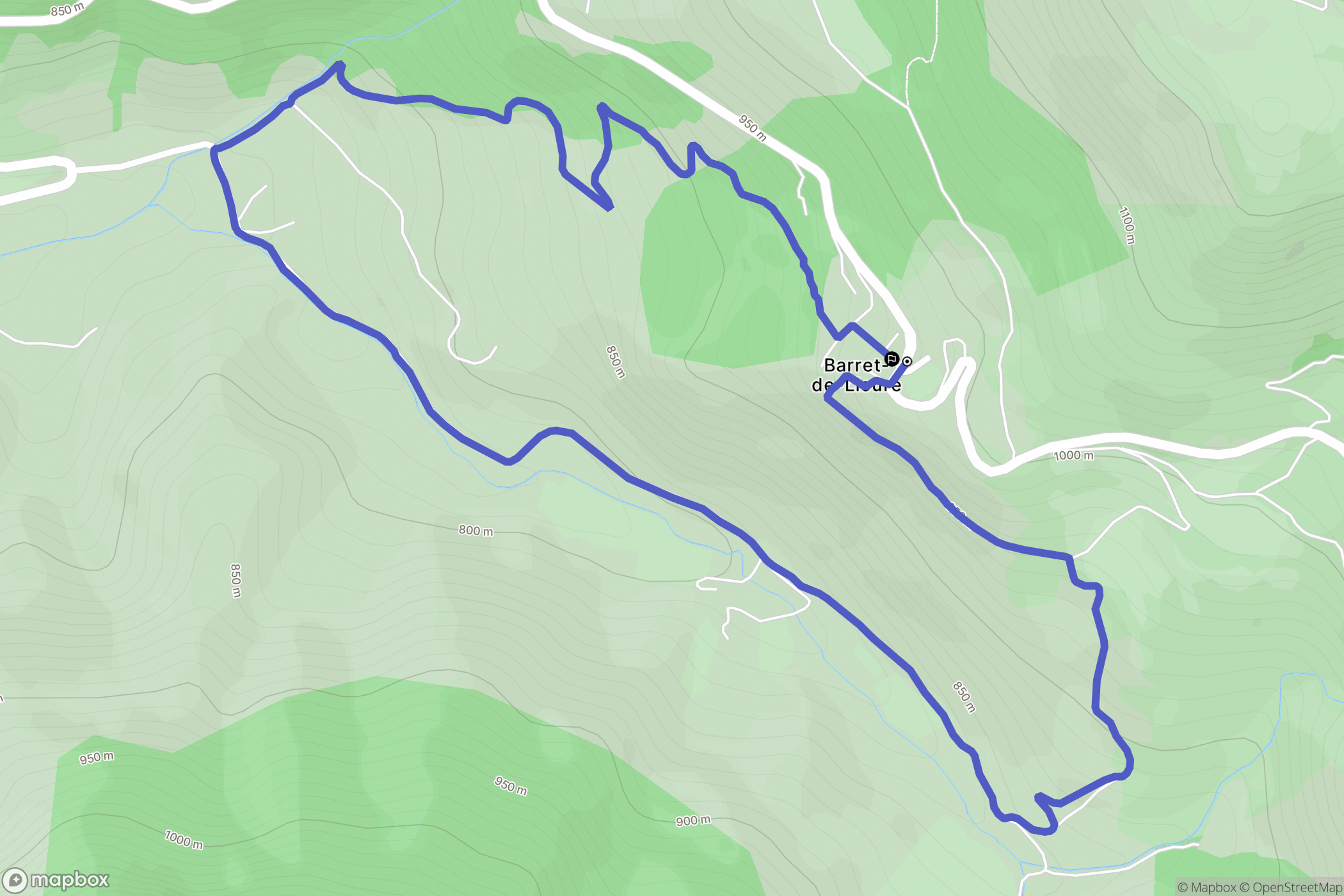 Barret-de-Lioure : carte du parcours de randonnée - France