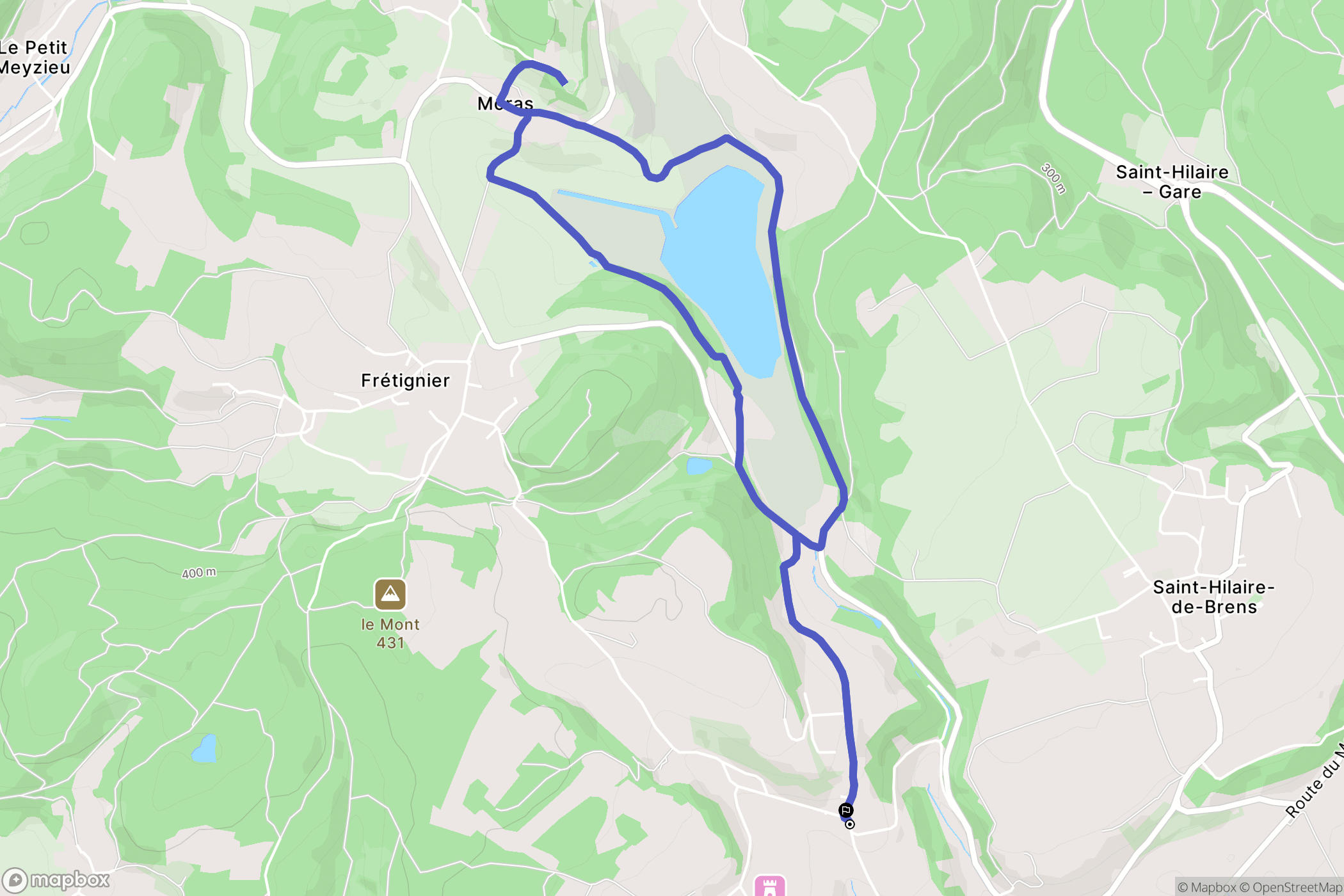 Vénérieu : carte du parcours de randonnée - France