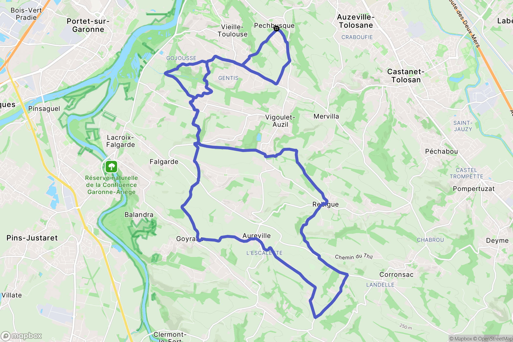 Pechbusque : carte du parcours de randonnée - France