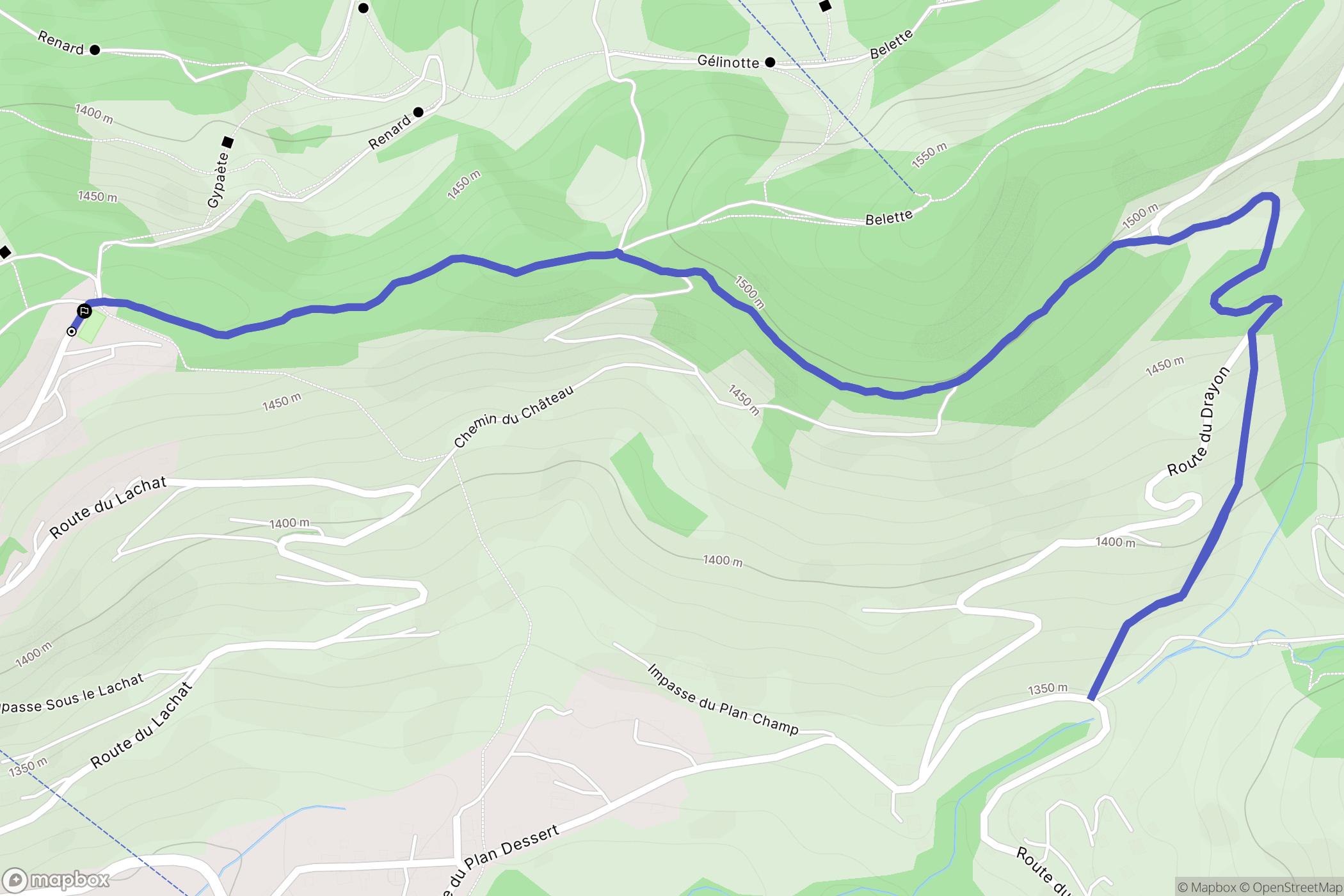 Notre-Dame-de-Bellecombe : carte du parcours de randonnée - France