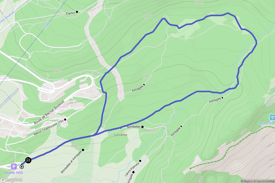 Chamrousse : carte du parcours de randonnée - France