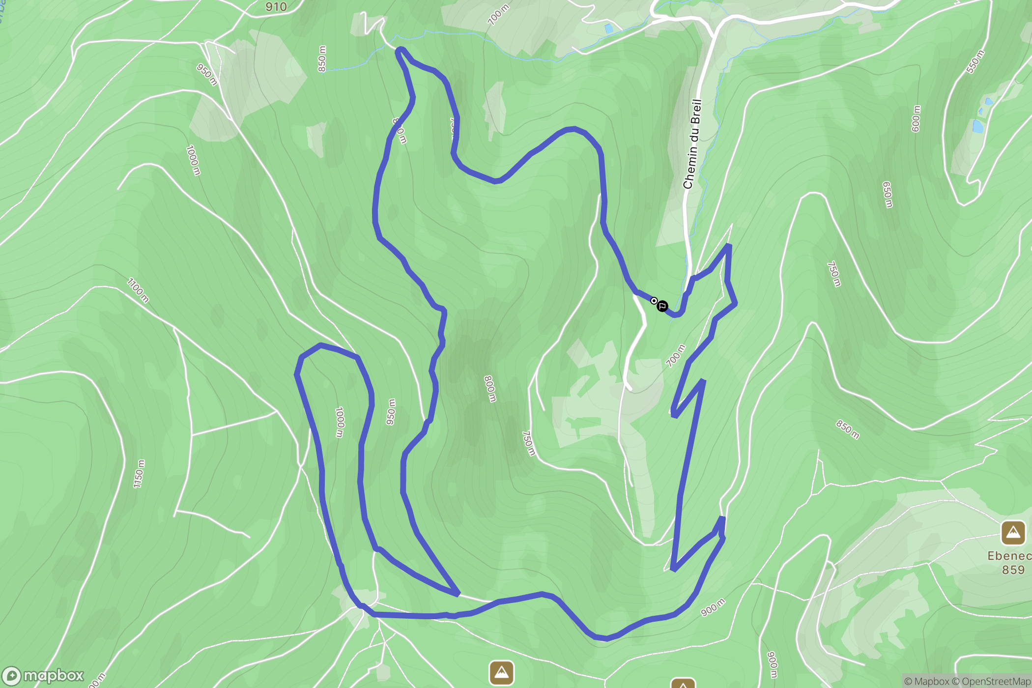 Murbach : carte du parcours de randonnée - France