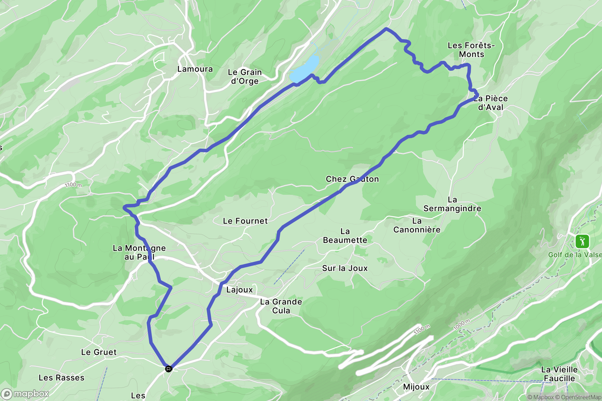 Lajoux : carte du parcours de randonnée - France
