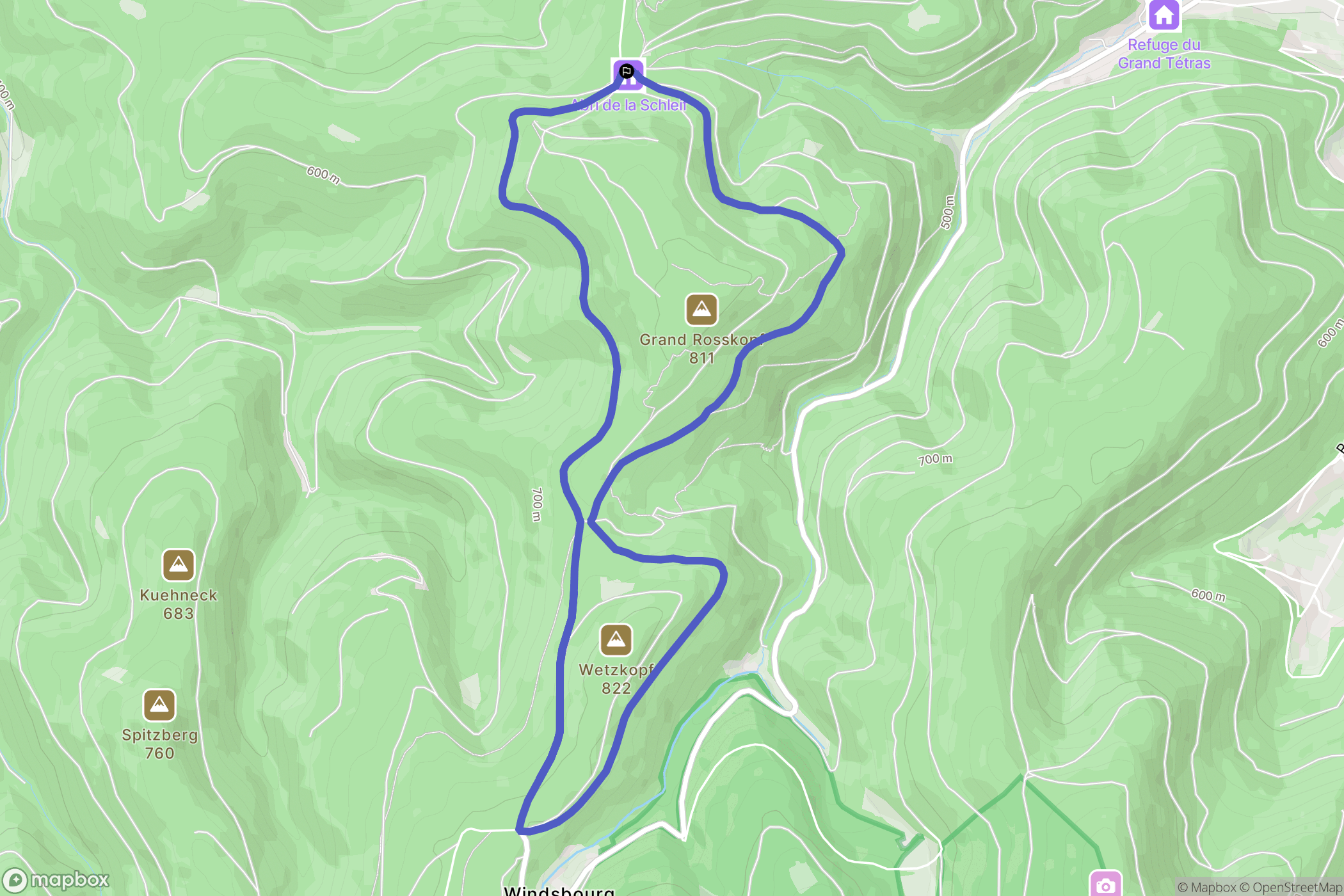 Dabo : carte du parcours de randonnée - France