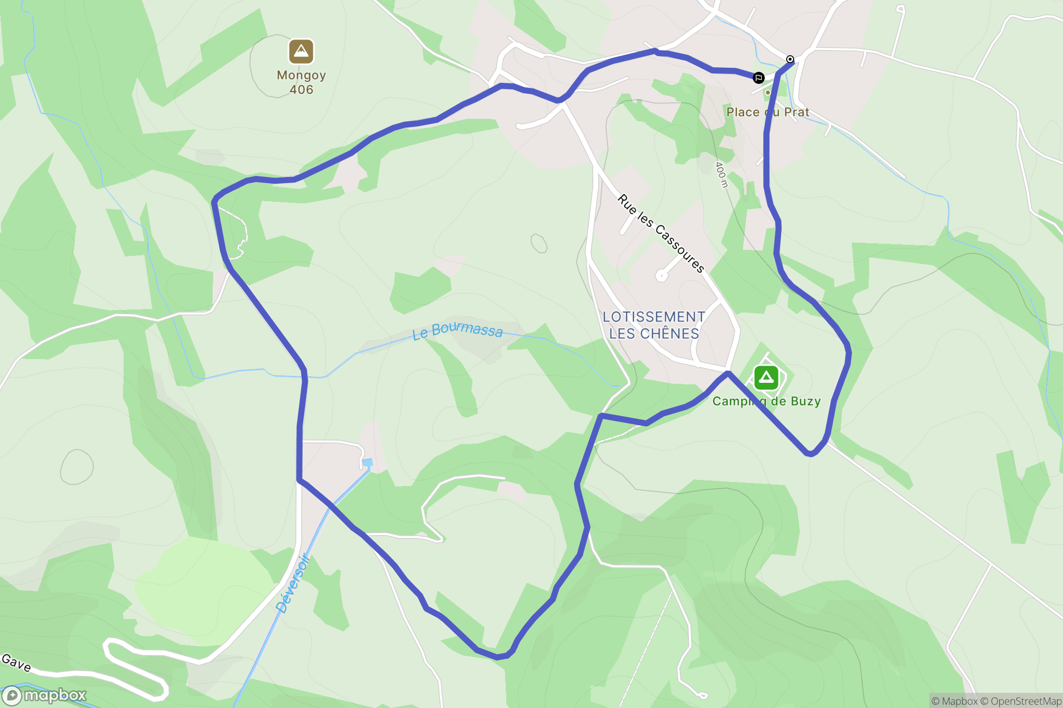 Buzy : carte du parcours de randonnée - France