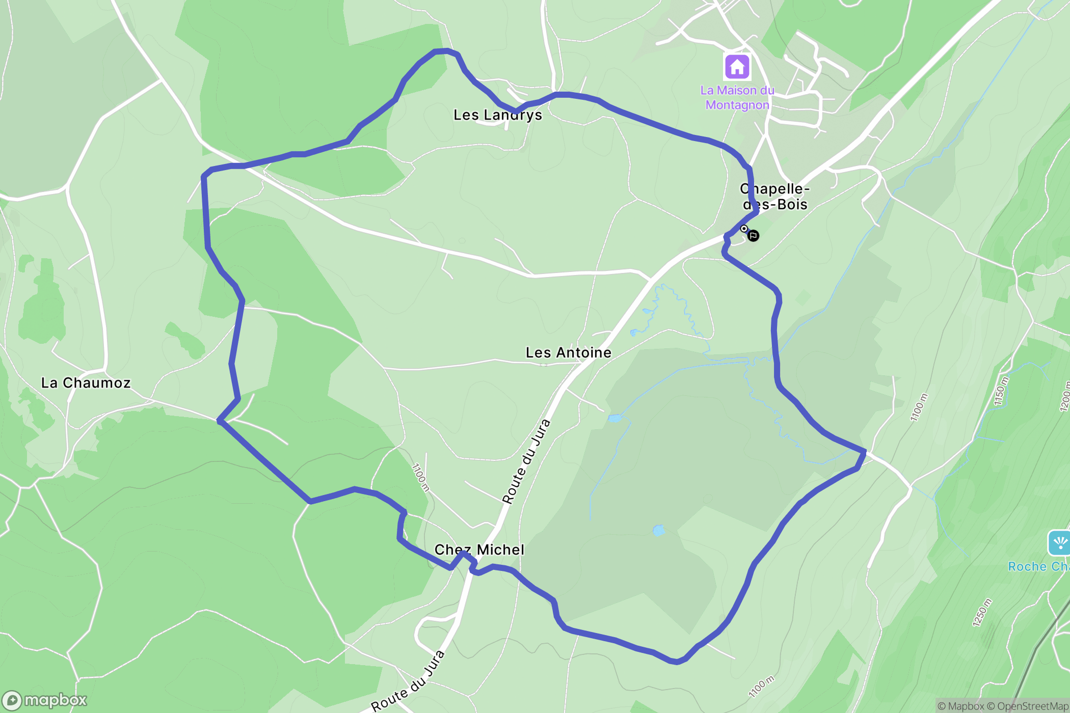 Chapelle-des-Bois : carte du parcours de randonnée - France