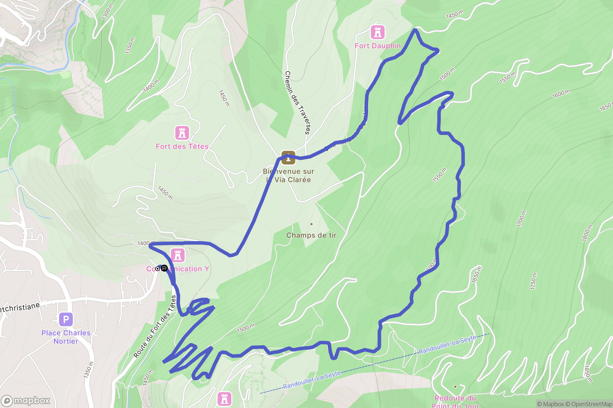 Briançon : carte du parcours de randonnée - France