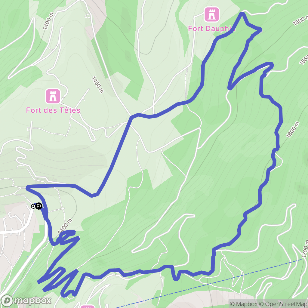 Briançon : carte du parcours de randonnée - France