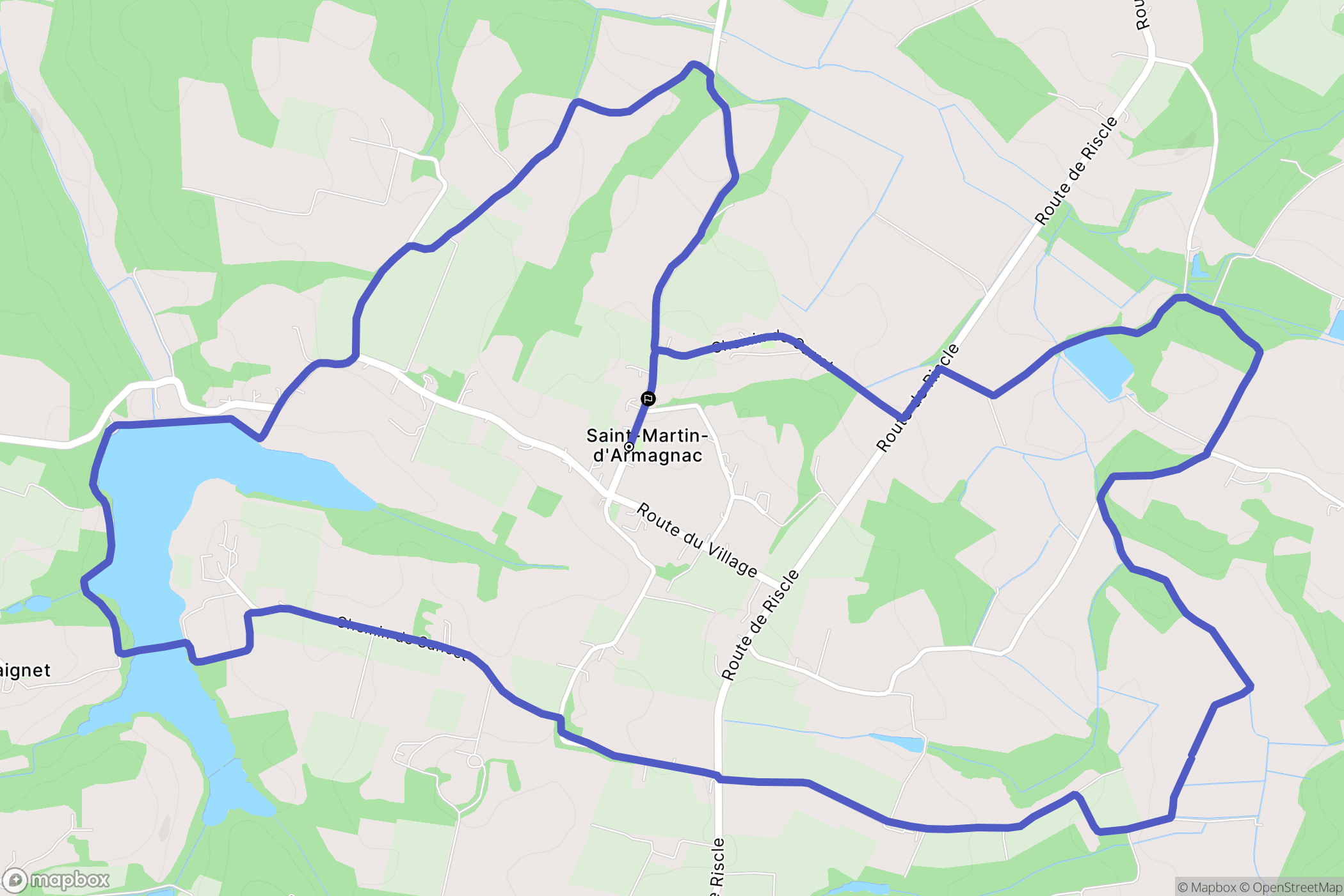Saint-Martin-d'Armagnac : carte du parcours de randonnée - France