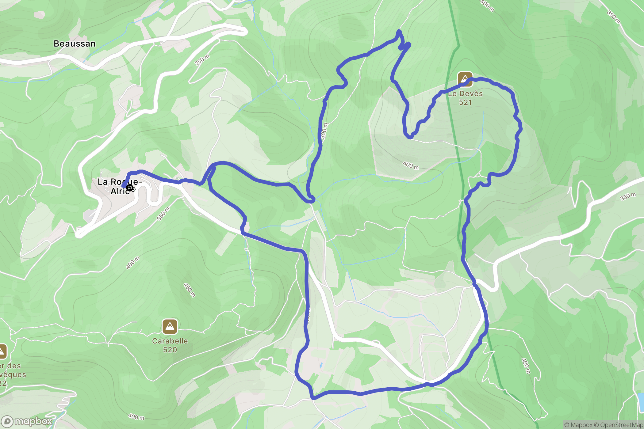 La Roque-Alric : carte du parcours de randonnée - France