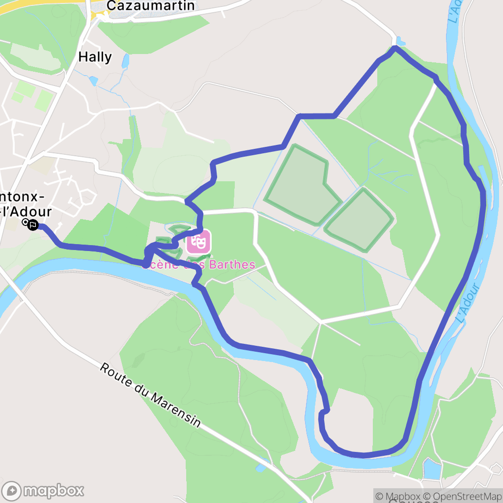 Pontonx-sur-l'Adour : carte du parcours de randonnée - France