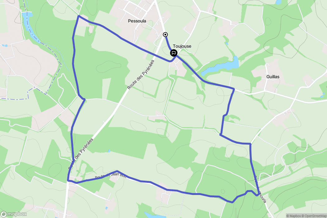 Toujouse : carte du parcours de randonnée - France