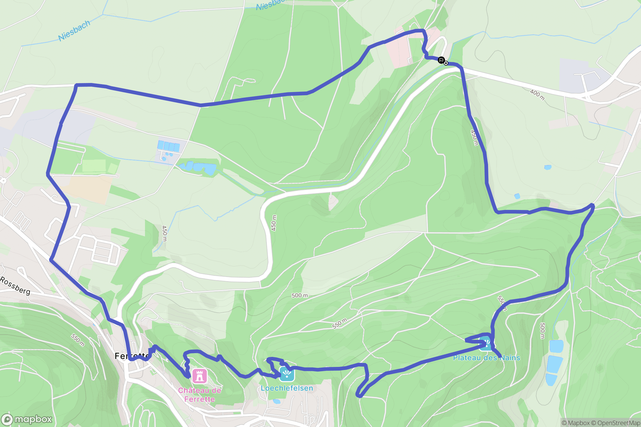 Ferrette : carte du parcours de randonnée - France