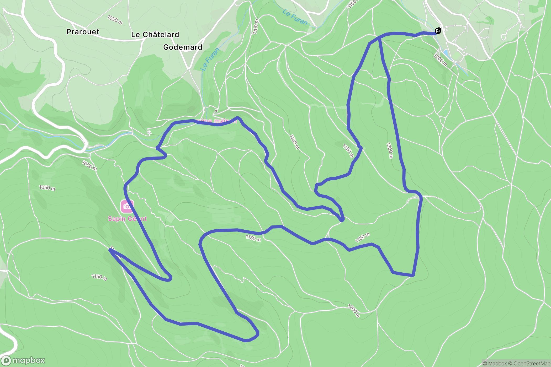 Le Bessat : carte du parcours de randonnée - France