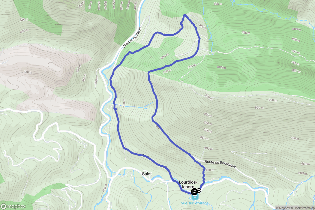Lourdios-Ichère : carte du parcours de randonnée - France