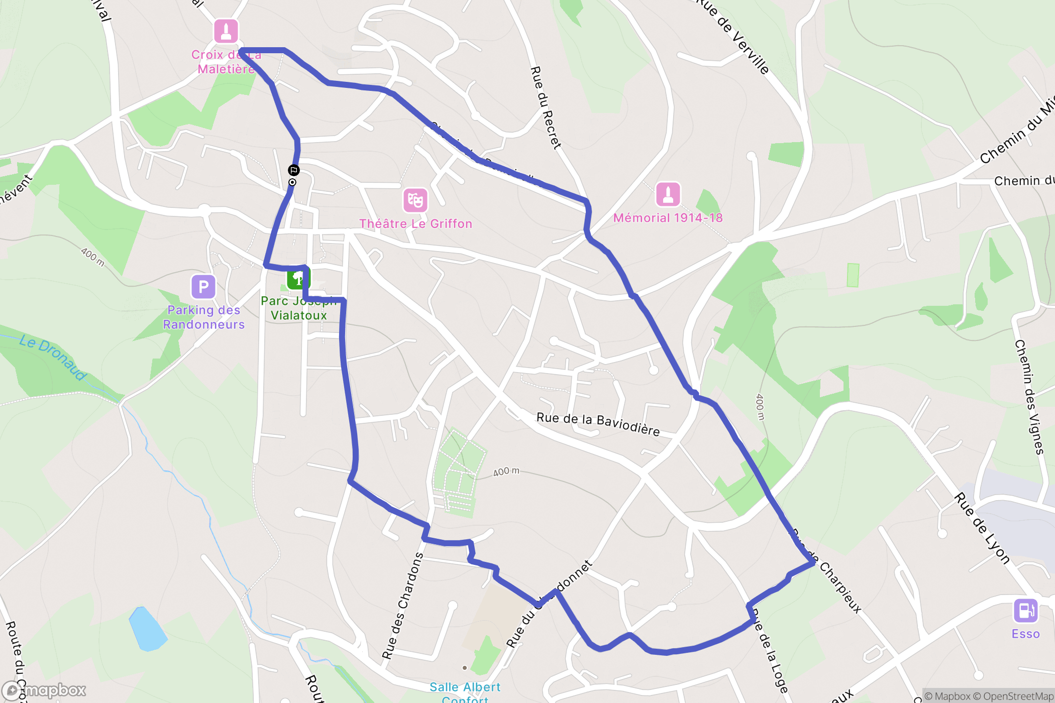 Vaugneray : carte du parcours de randonnée - France