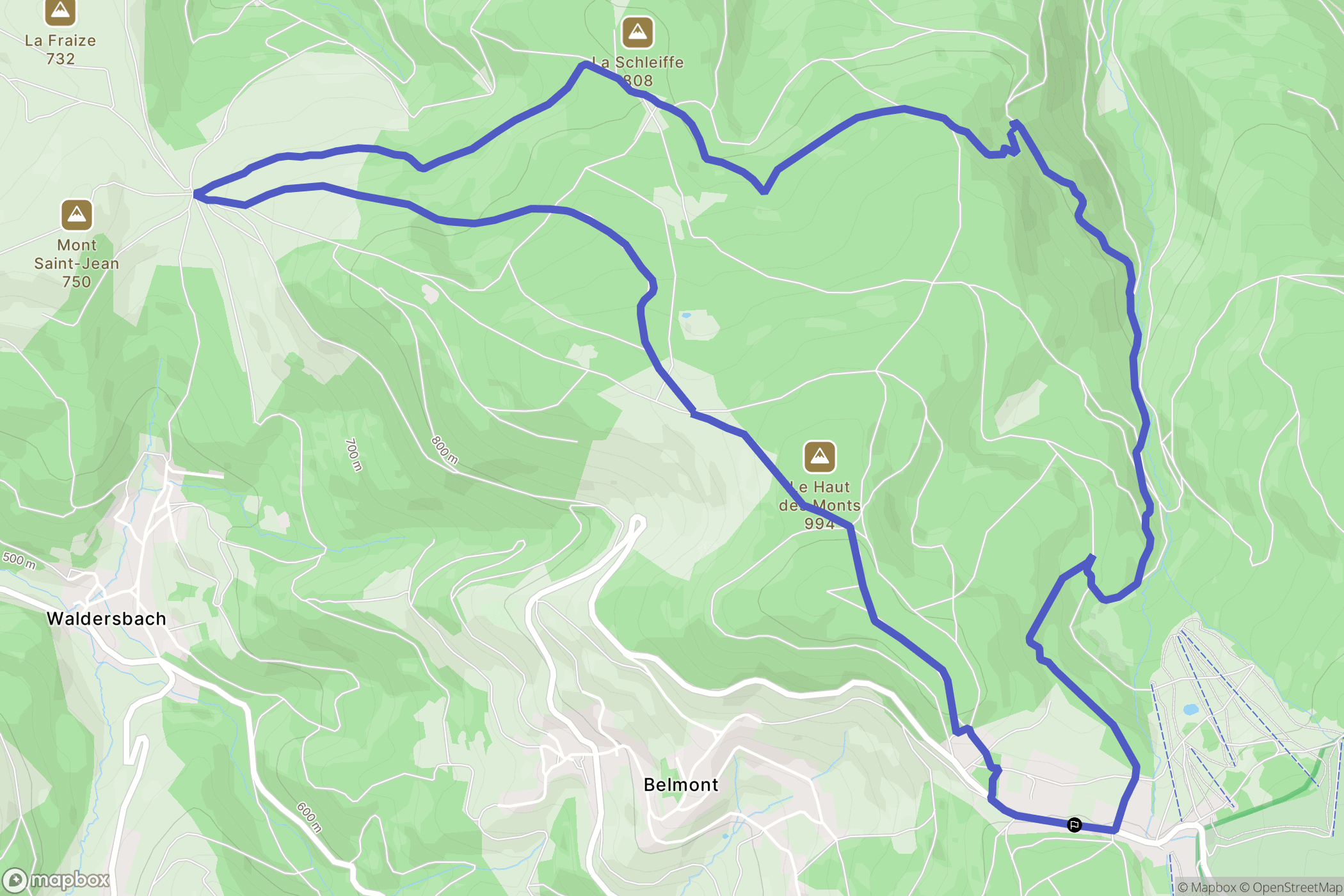 Belmont : carte du parcours de randonnée - France