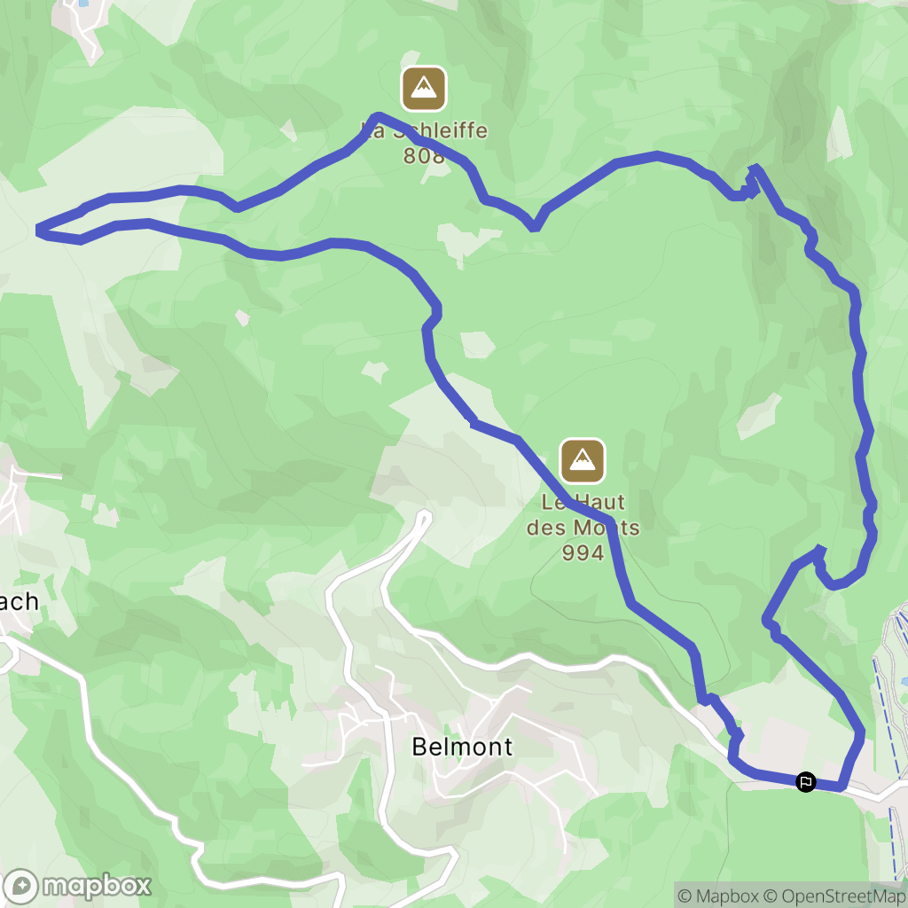 Belmont : carte du parcours de randonnée - France