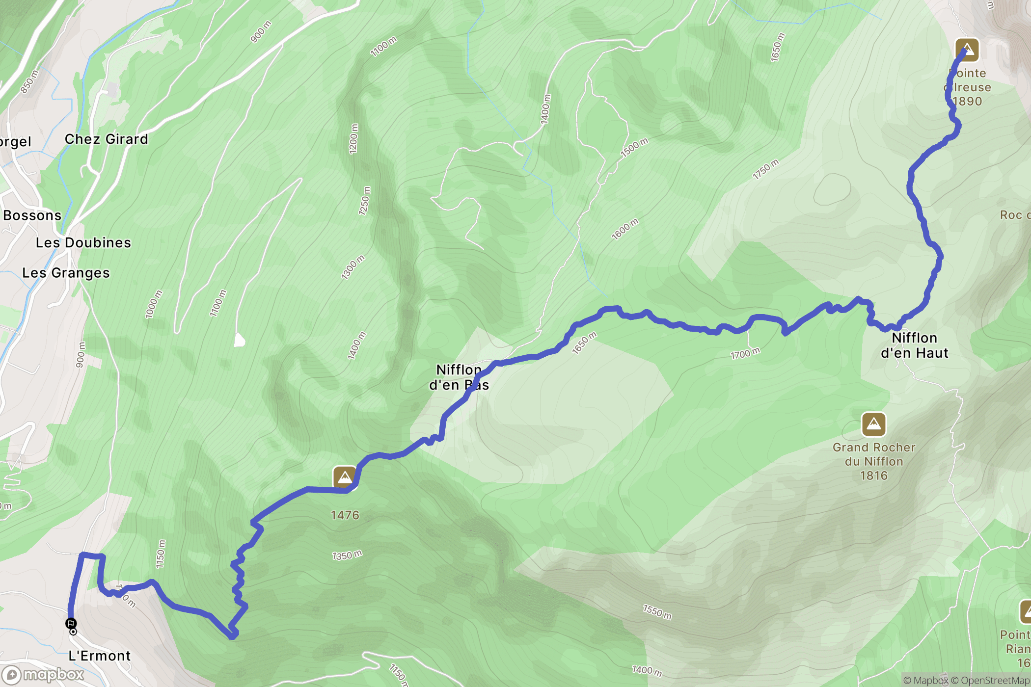 Bellevaux : carte du parcours de randonnée - France