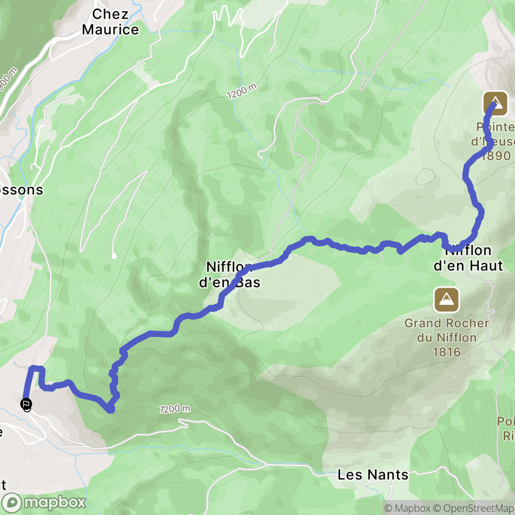 Bellevaux : carte du parcours de randonnée - France