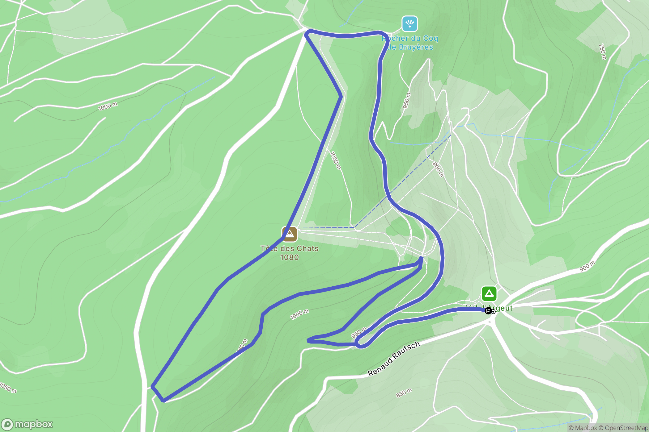 Le Bonhomme : carte du parcours de randonnée - France