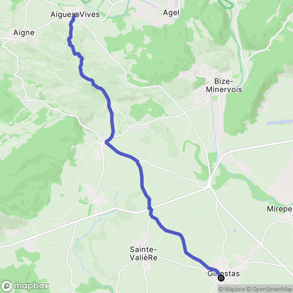 Aigues-Vives : carte du parcours de randonnée - France