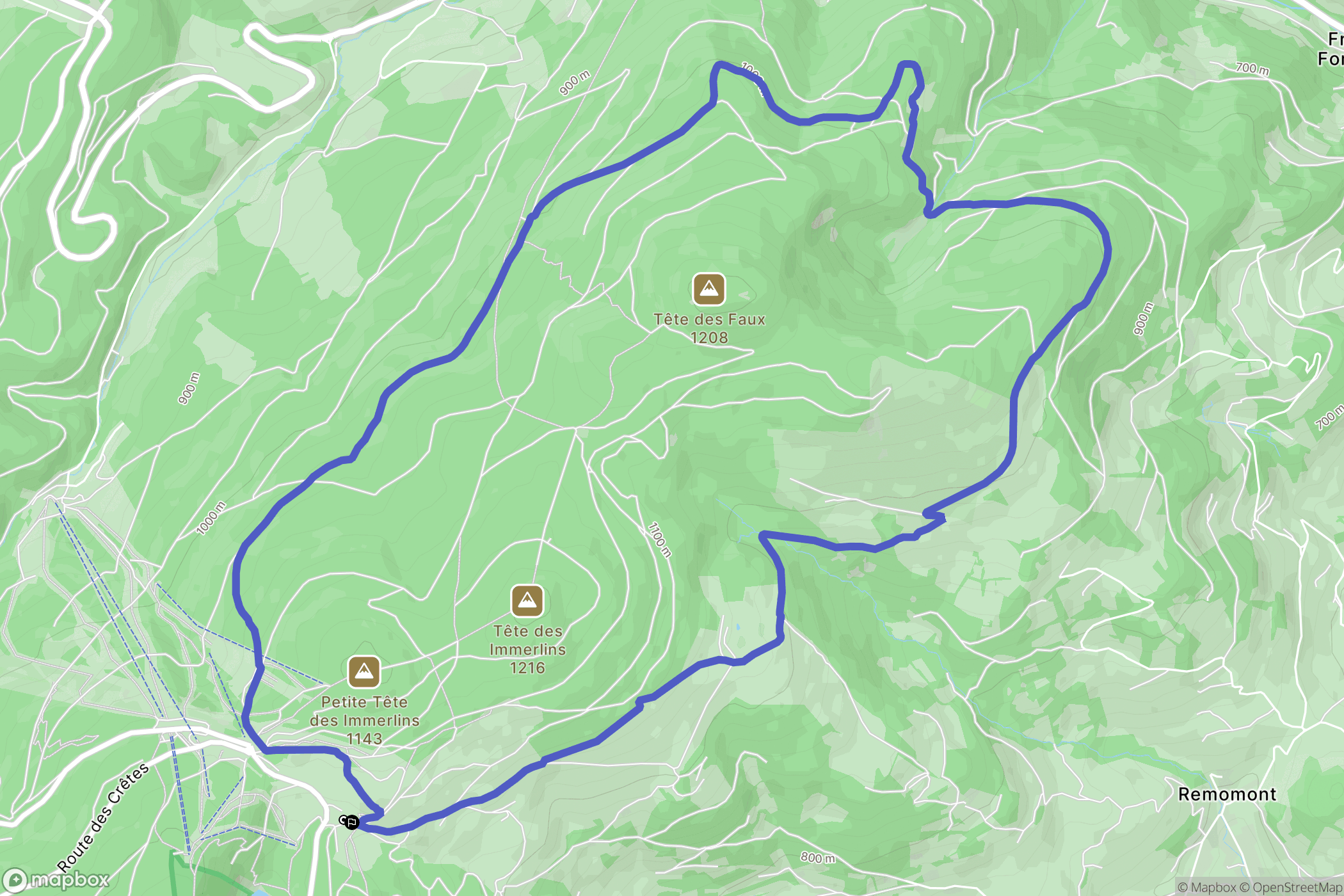 Orbey : carte du parcours de randonnée - France
