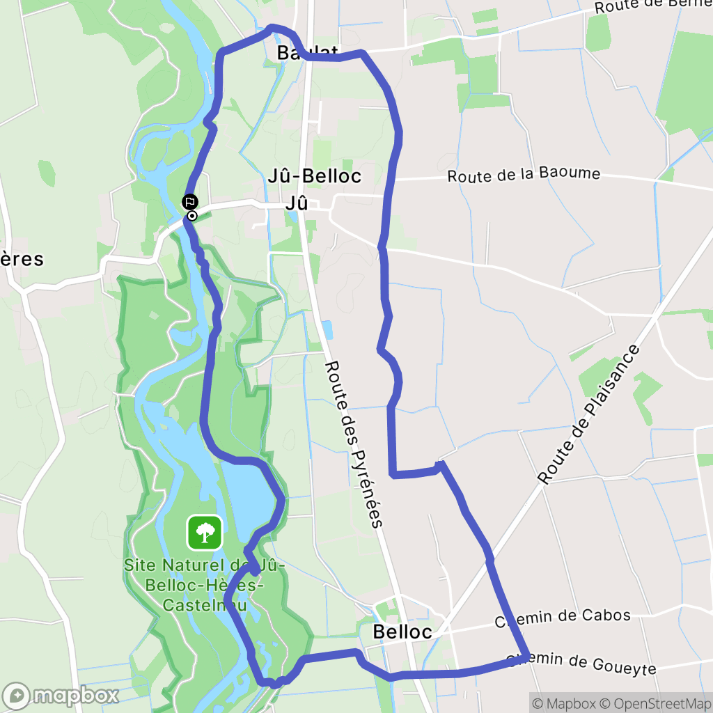 Jû-Belloc : carte du parcours de randonnée - France