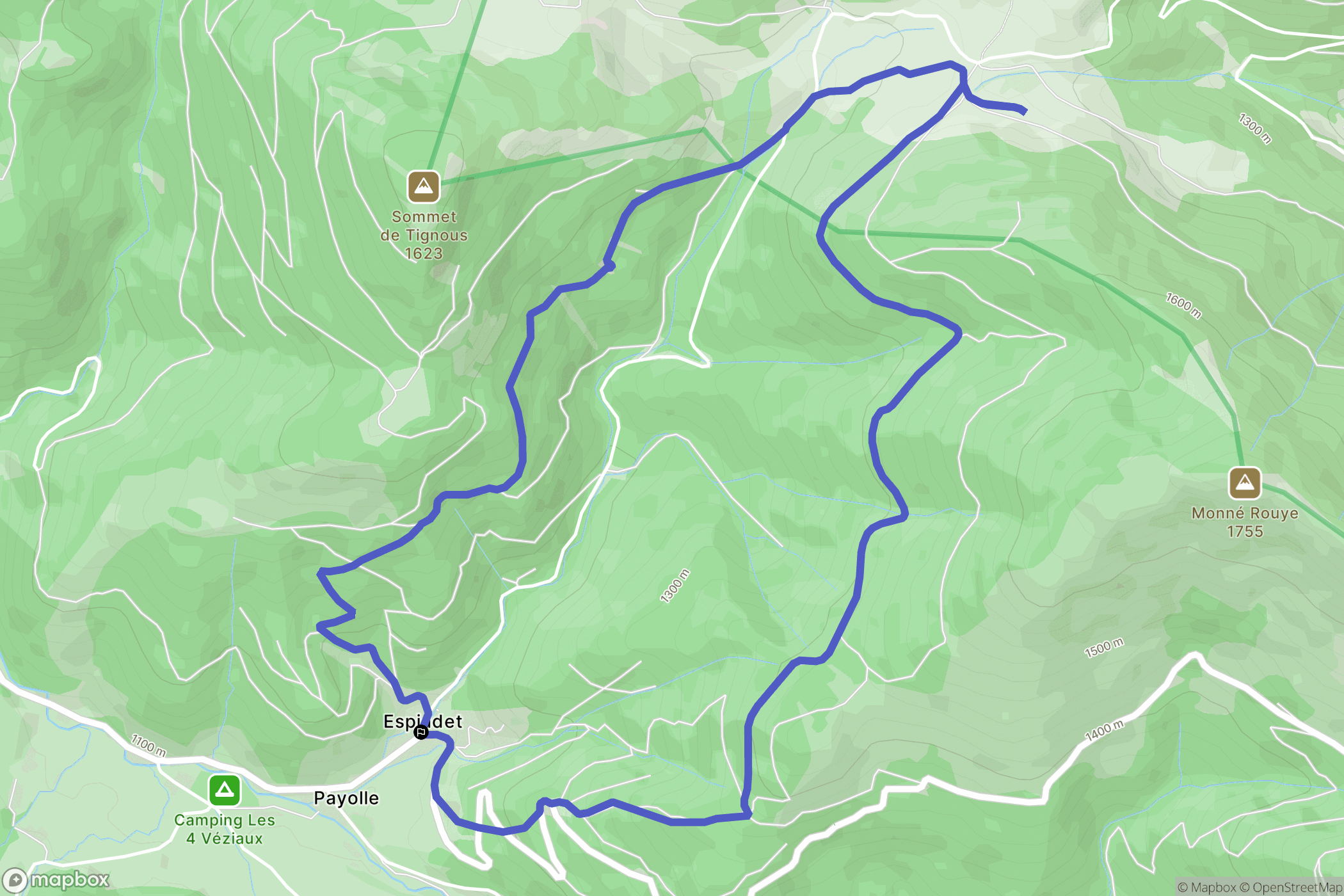 Campan : carte du parcours de randonnée - France