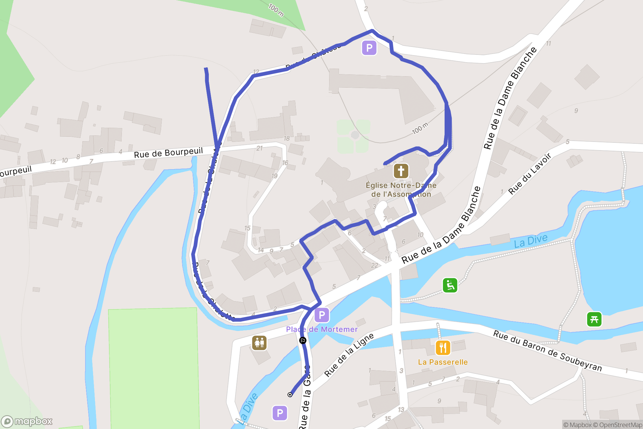 Valdivienne : carte du parcours de randonnée - France