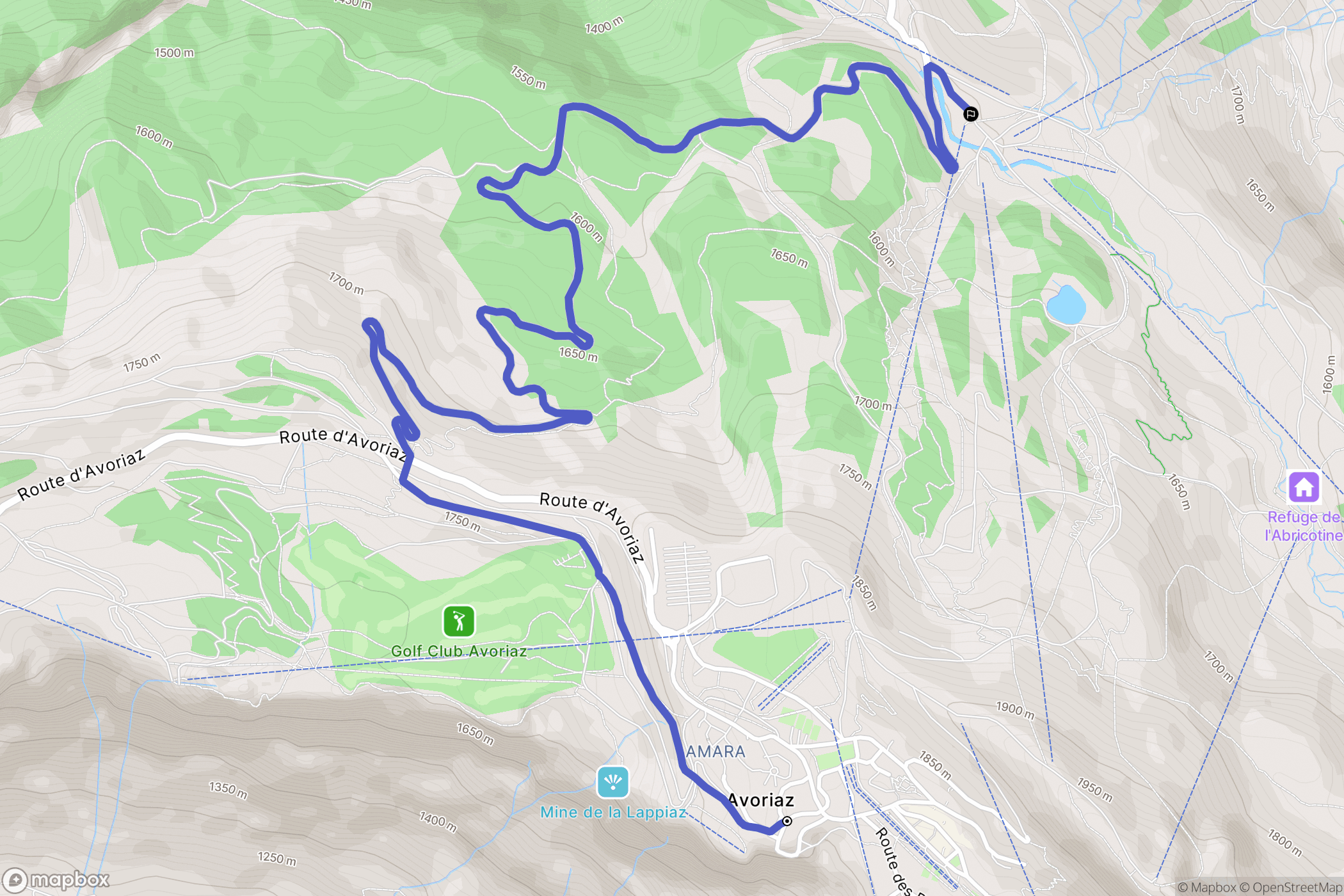 Morzine : carte du parcours de randonnée - France