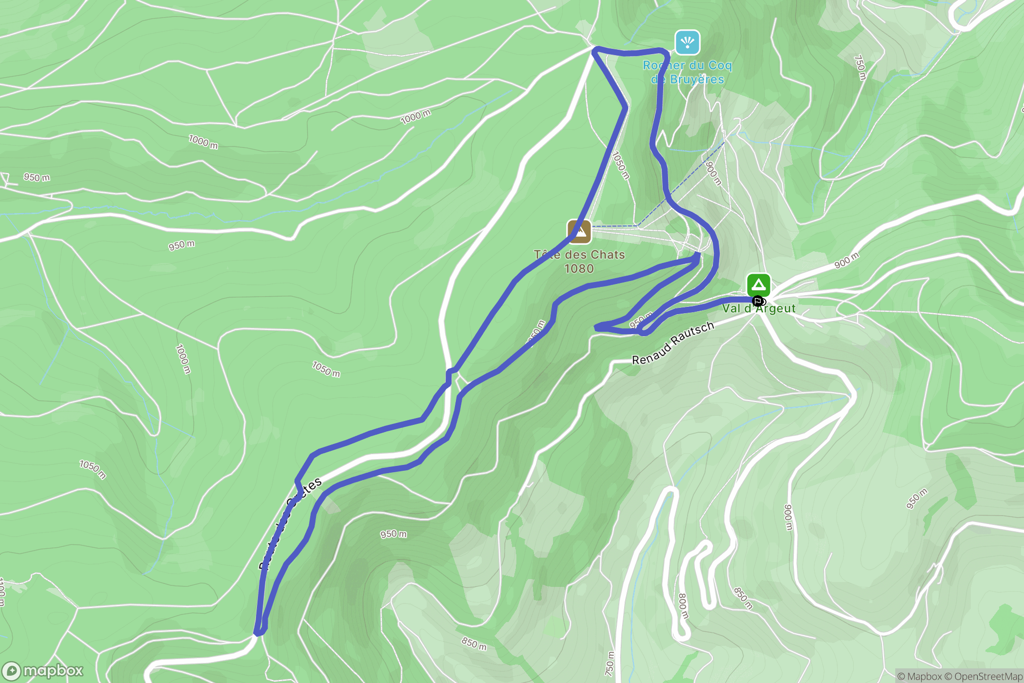 Le Bonhomme : carte du parcours de randonnée - France