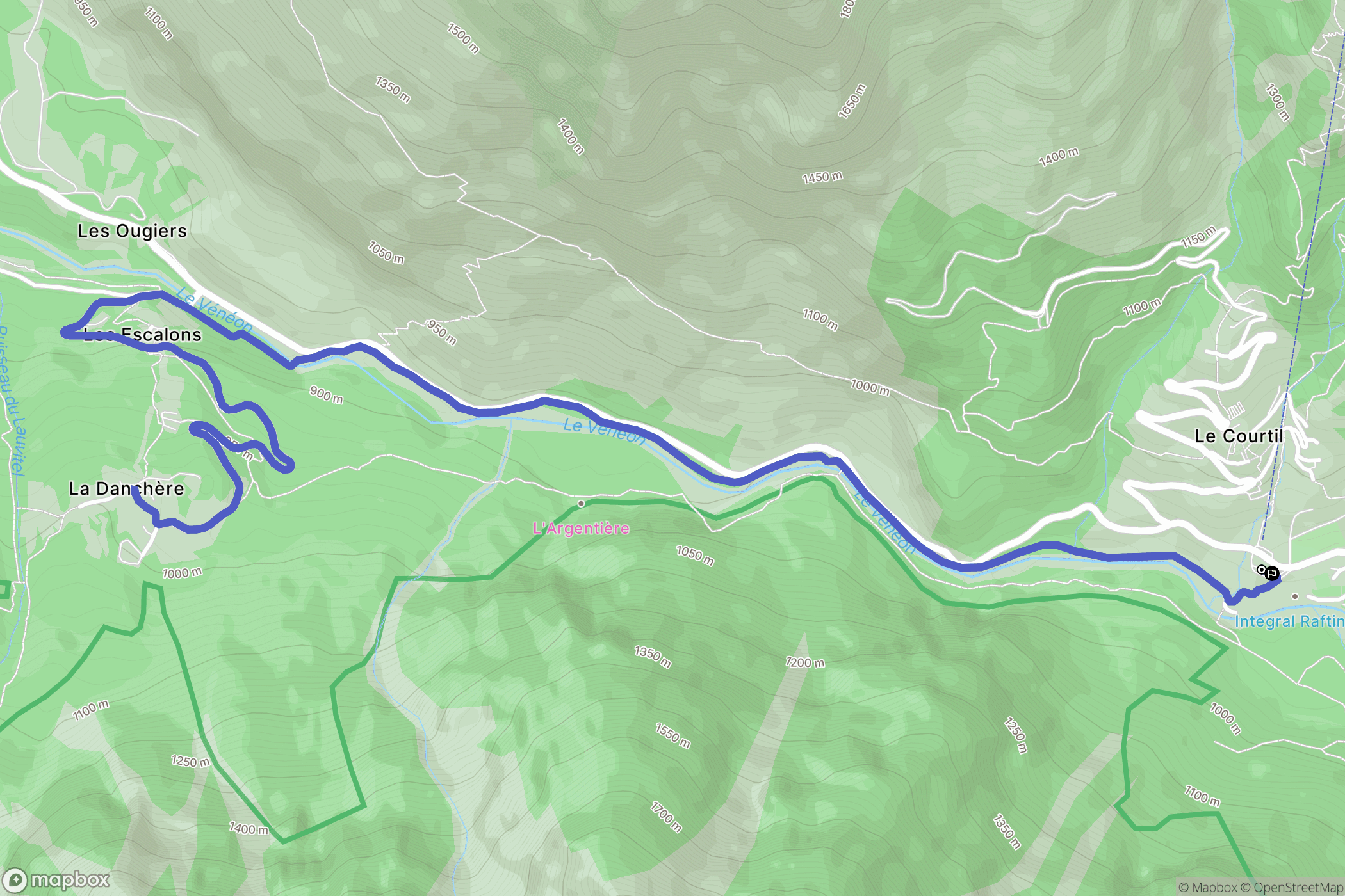 Les Deux Alpes : carte du parcours de randonnée - France
