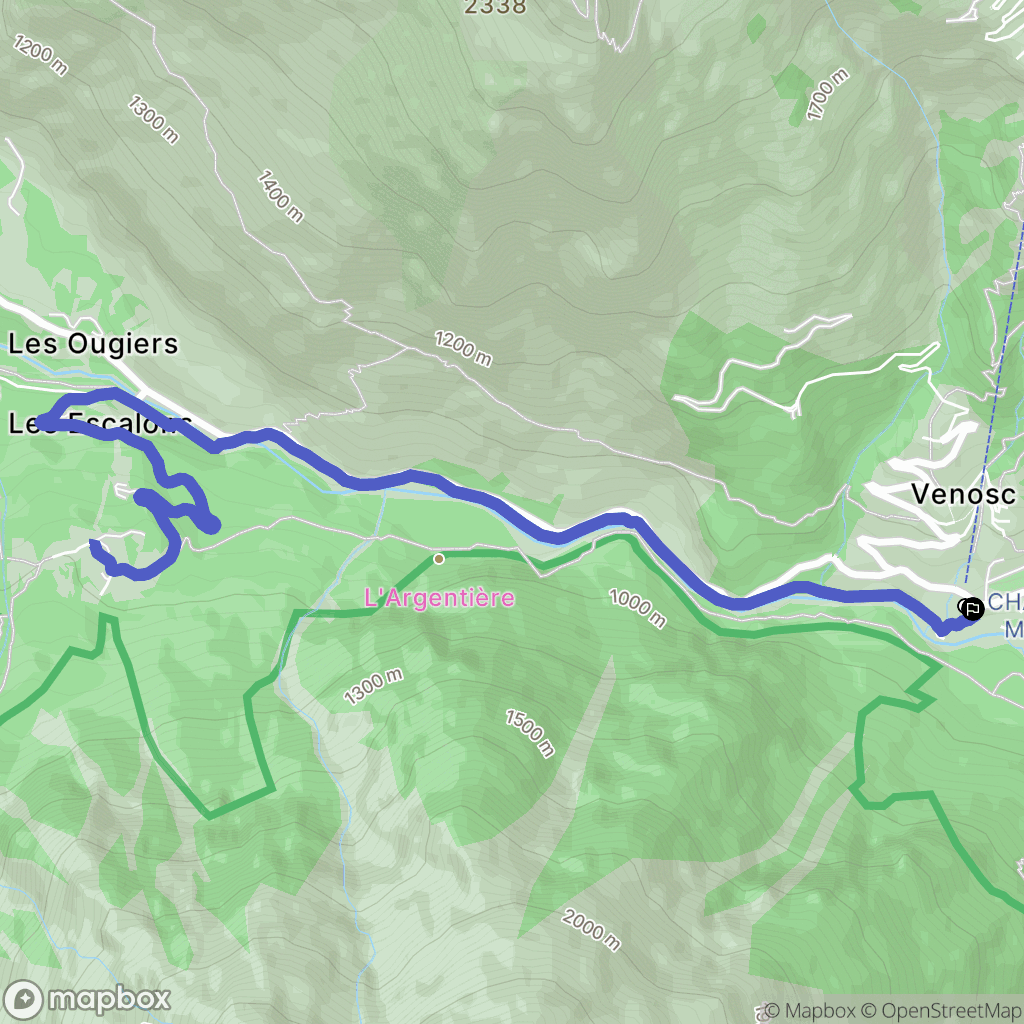Les Deux Alpes : carte du parcours de randonnée - France