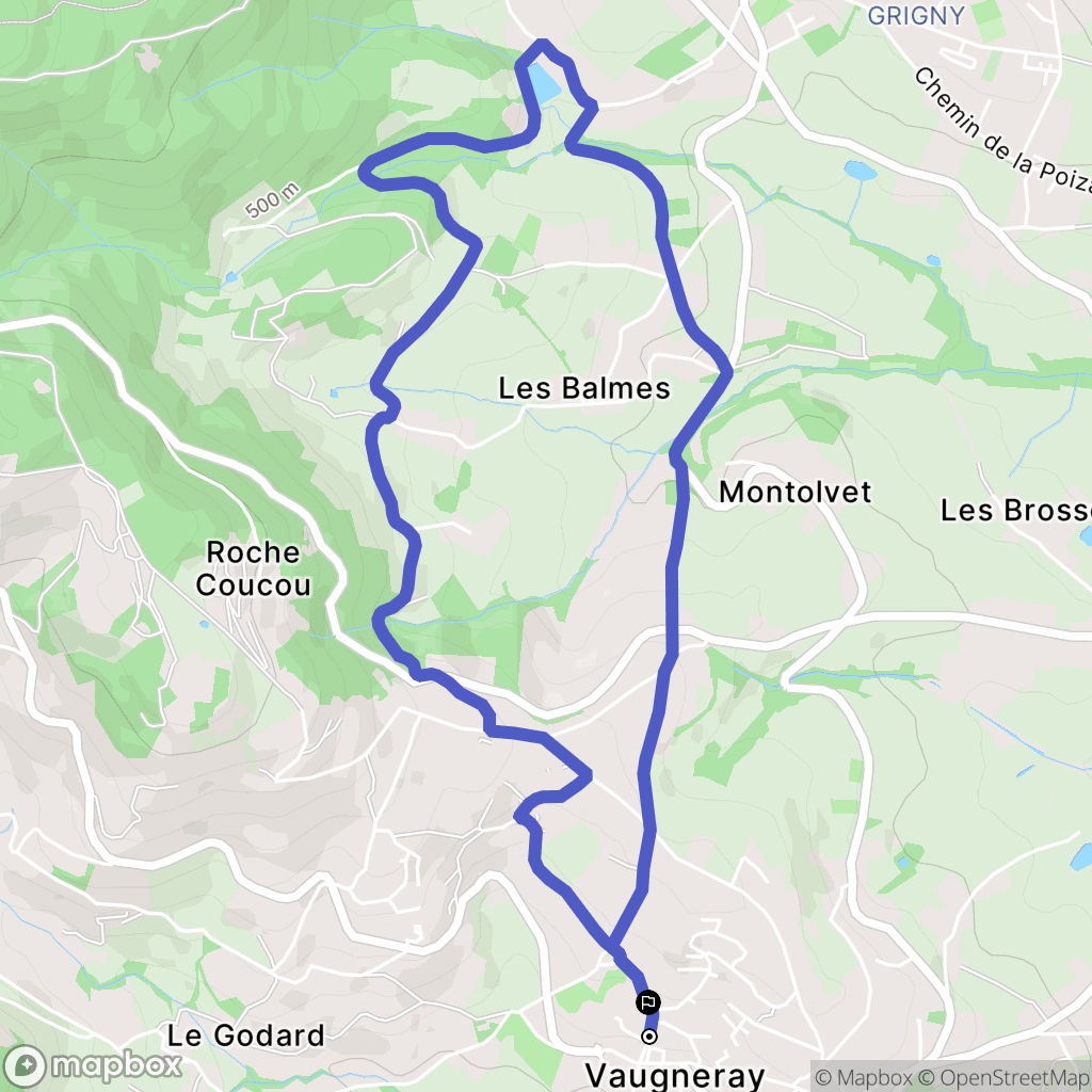 Vaugneray : carte du parcours de randonnée - France