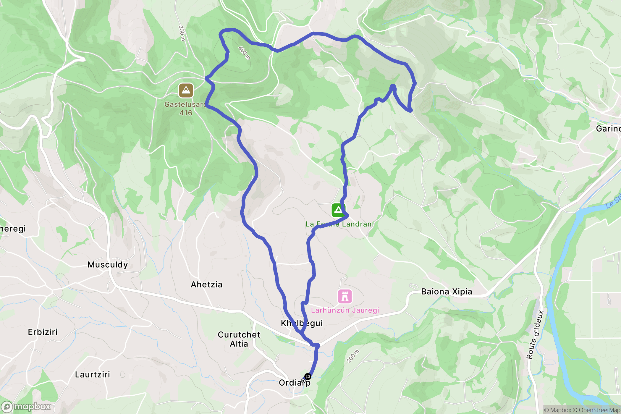 Ordiarp : carte du parcours de randonnée - France