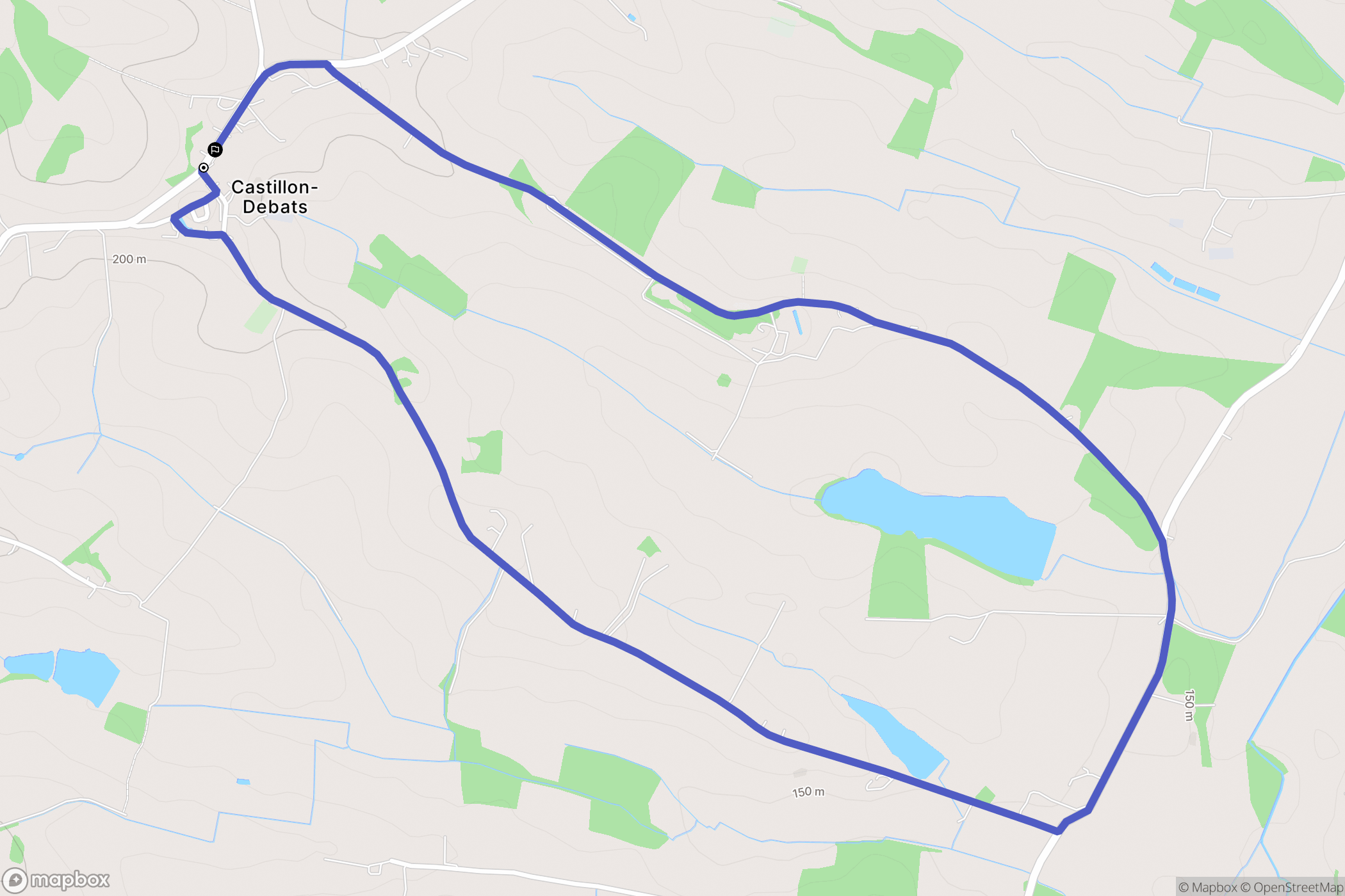 Castillon-Debats : carte du parcours de randonnée - France